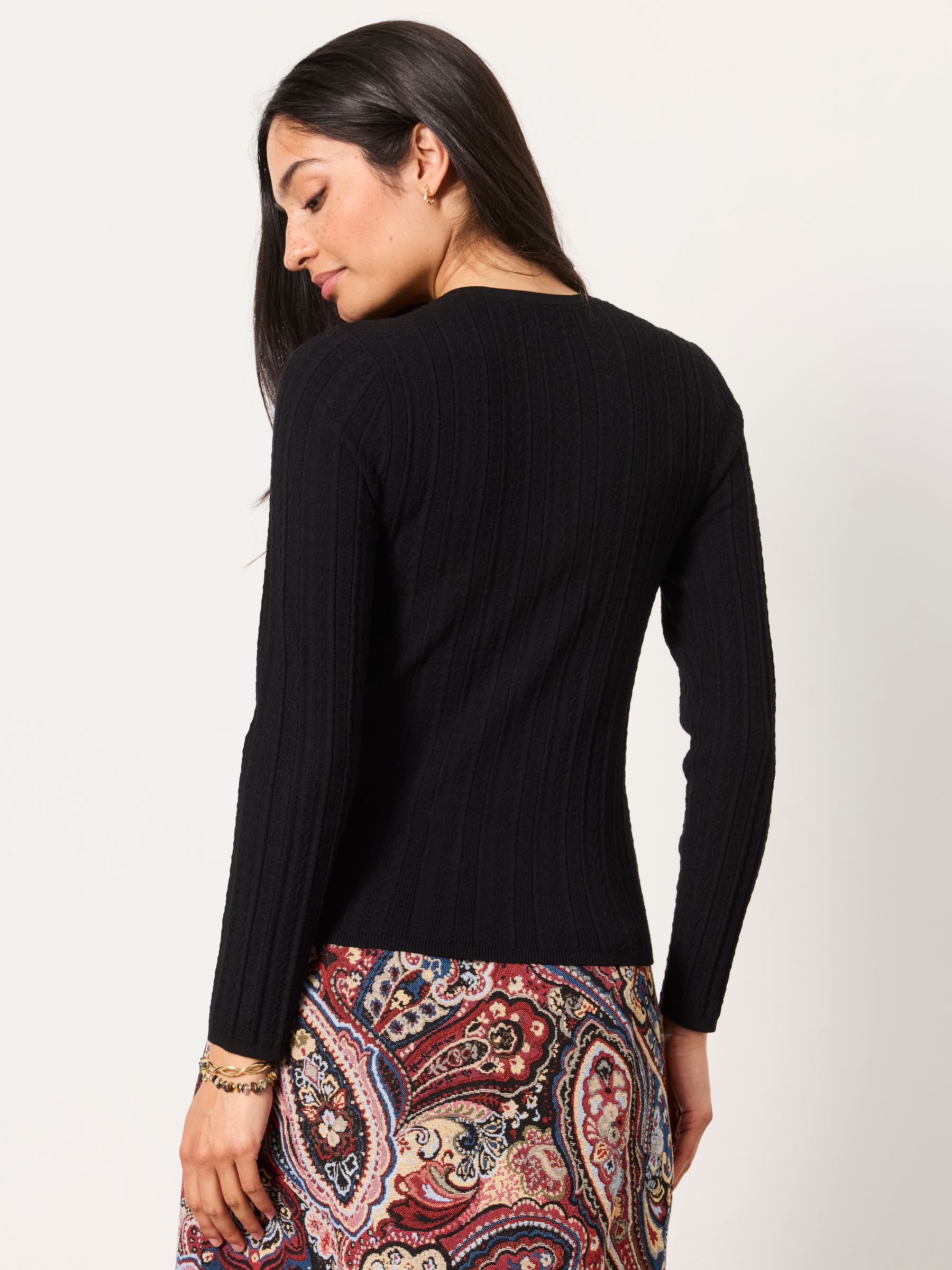 Mae Black Knitted Frill Front Henley - Image 2 of 6