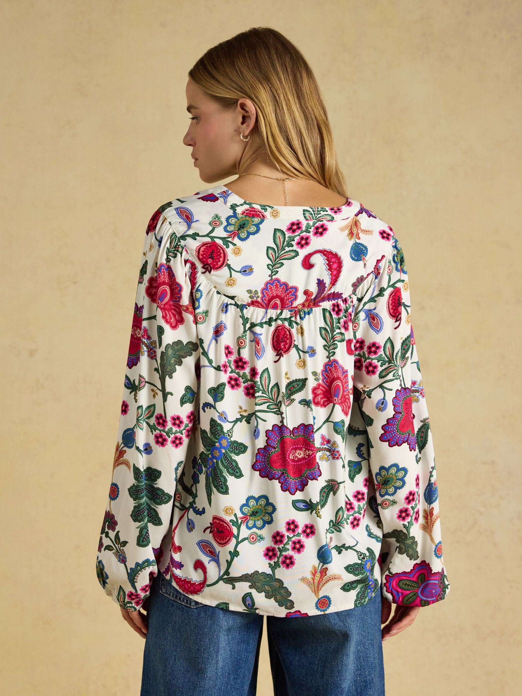Elodie White Floral Popover Blouse - Image 2 of 6