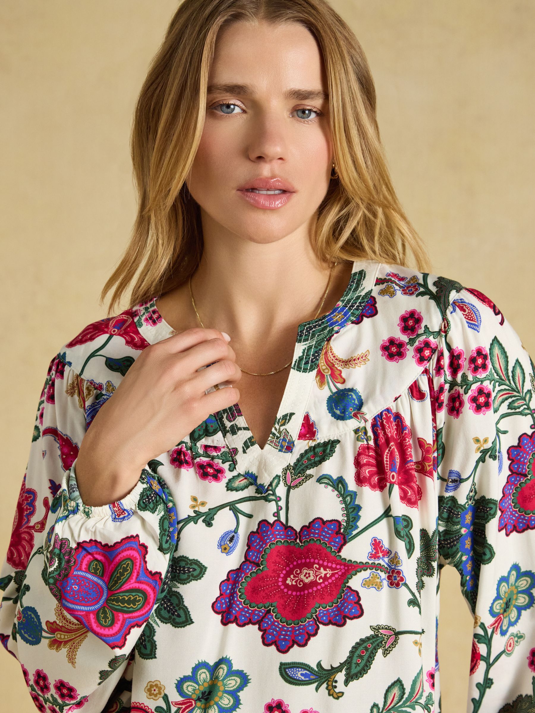 Elodie White Floral Popover Blouse - Image 3 of 6
