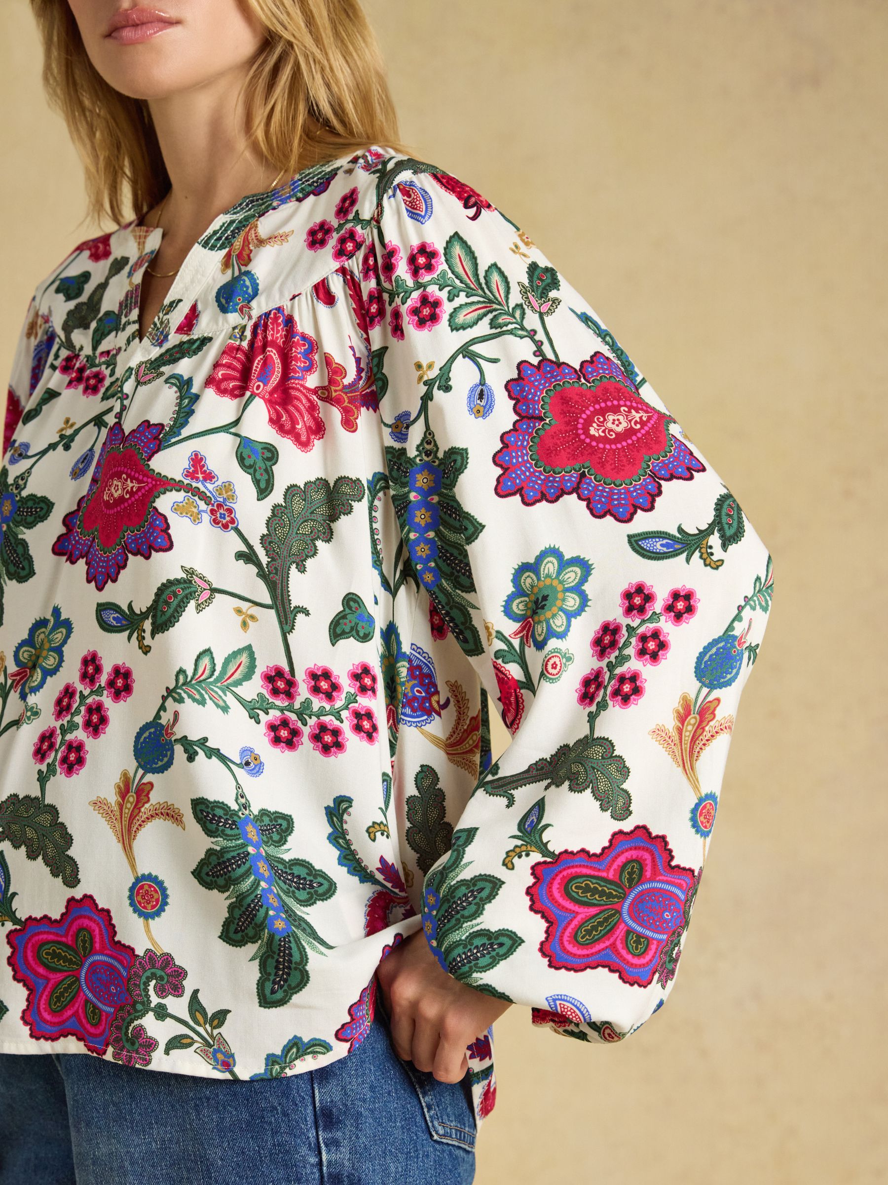 Elodie White Floral Popover Blouse - Image 5 of 6