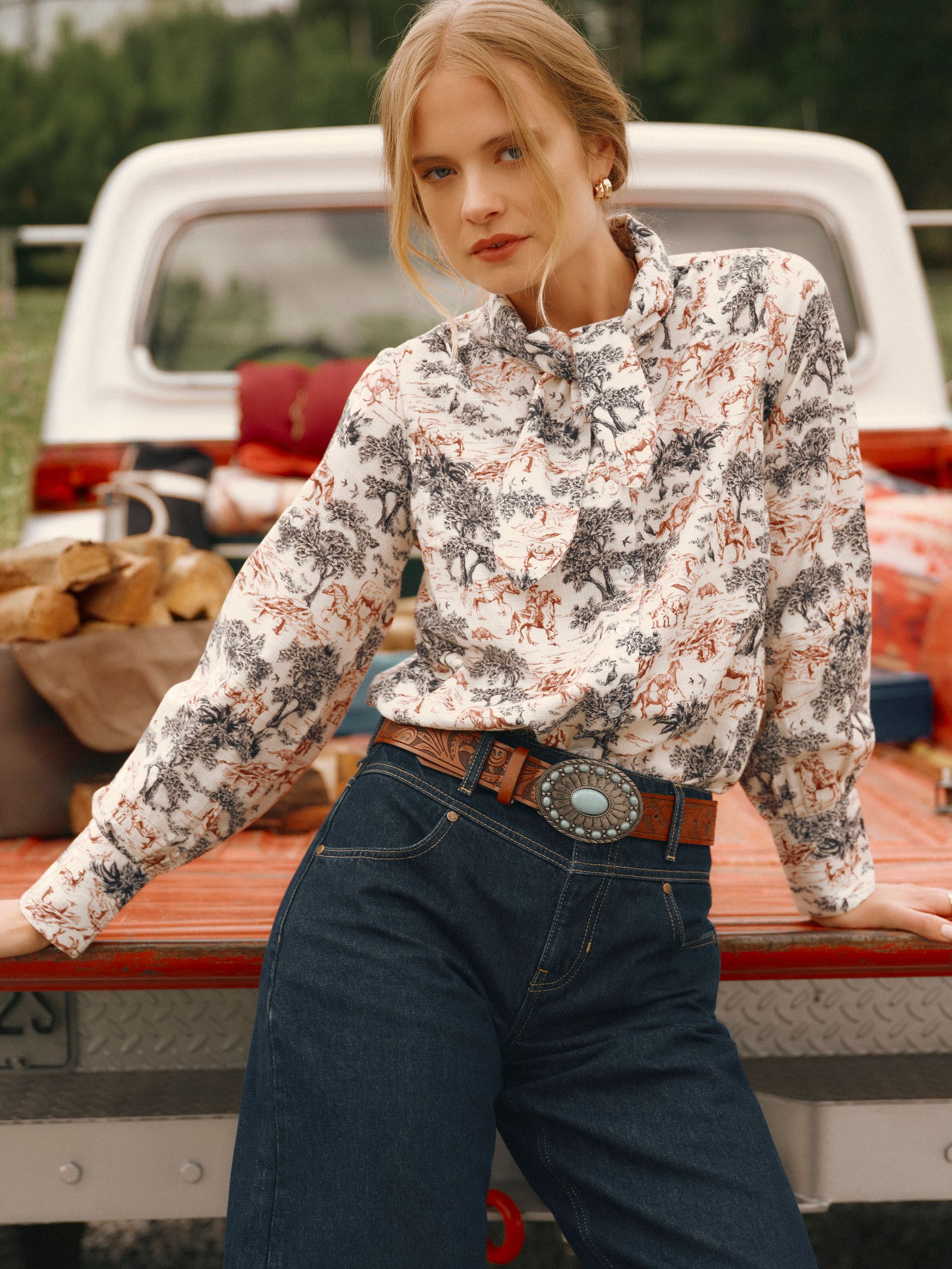 Harriet Multi Toile Tie Neck Blouse - Image 1 of 9 Harriet Multi Toile Tie Neck Blouse - Image 1 of 9