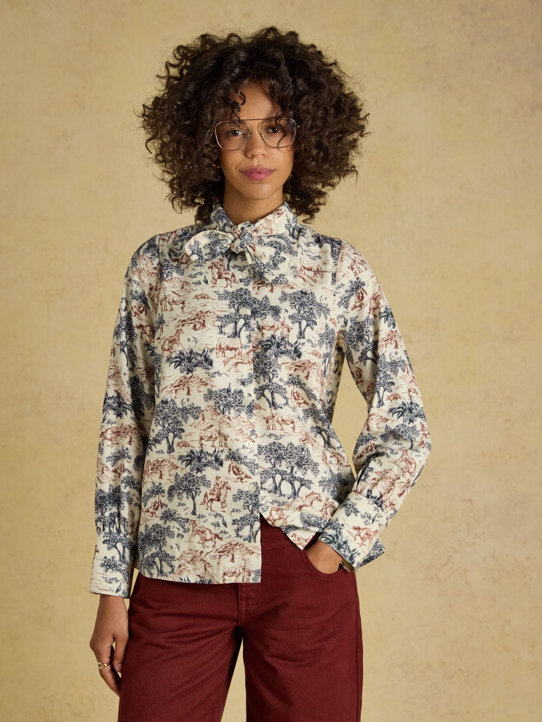 Harriet Multi Toile Tie Neck Blouse - Image 3 of 9