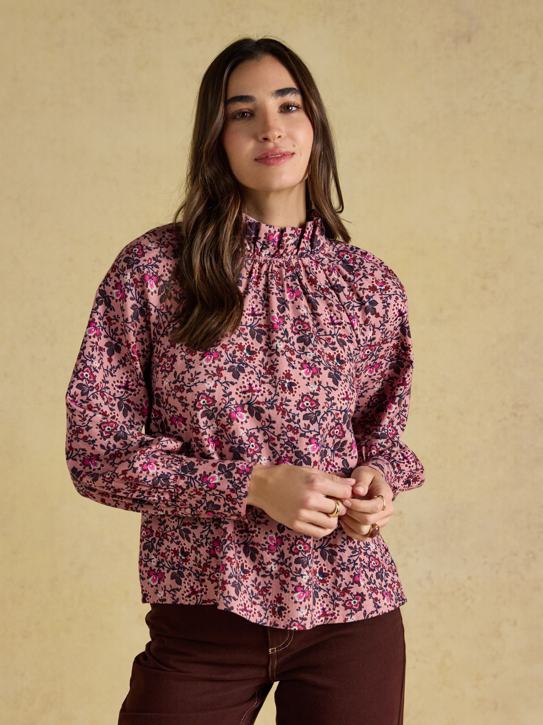 Amber Pink Floral Tie Blouse - Image 1 of 9 Amber Pink Floral Tie Blouse - Image 1 of 9