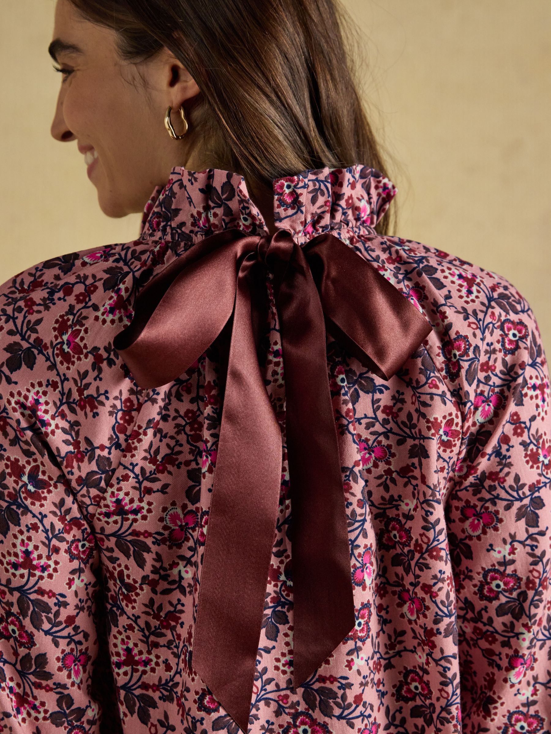 Amber Pink Floral Tie Blouse - Image 4 of 9
