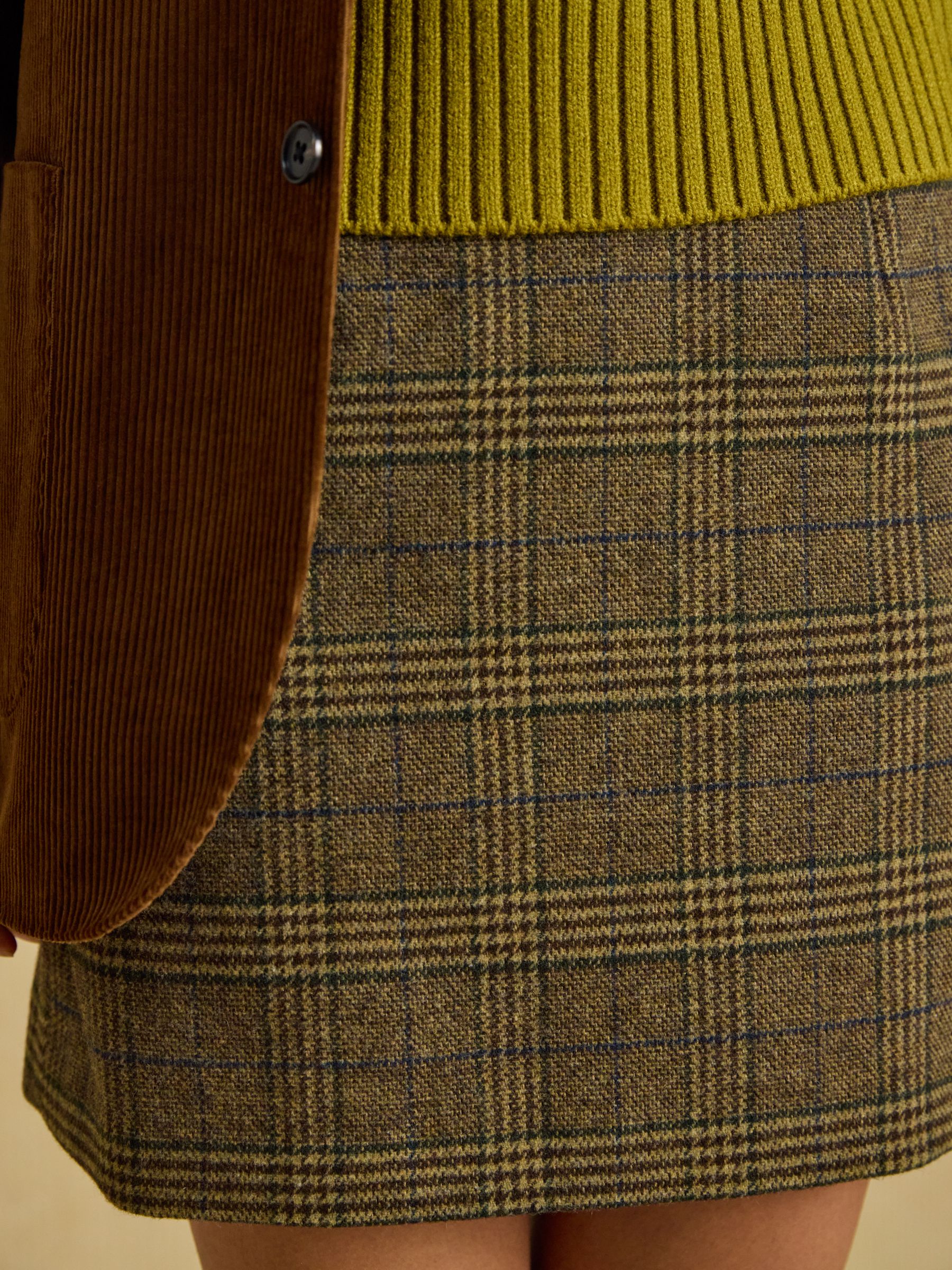 Blyth Brown Check Tweed Mini Skirt - Image 5 of 10
