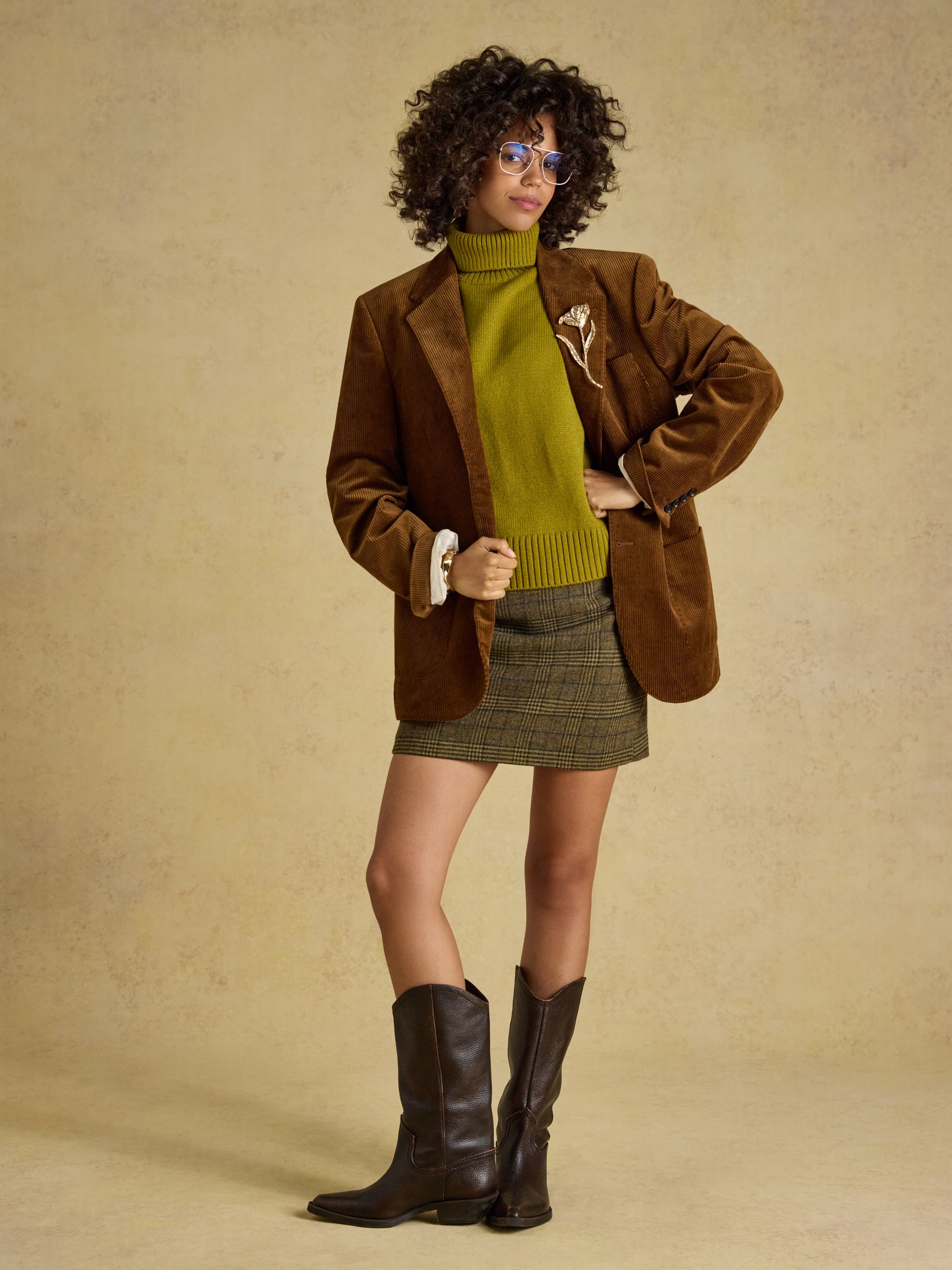 Blyth Brown Check Tweed Mini Skirt - Image 8 of 10