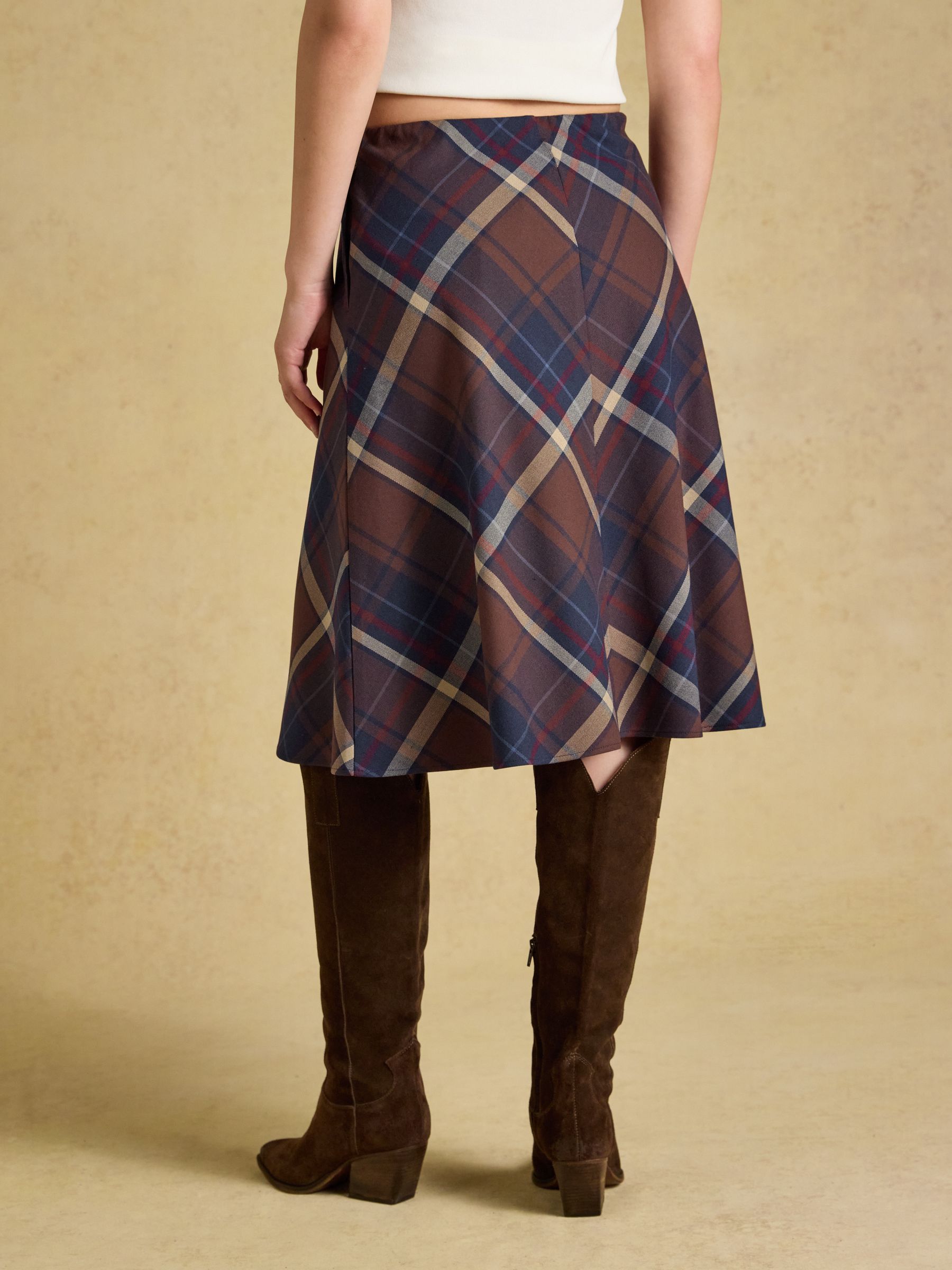 Avery Navy Check Short Panel Skirt - Image 2 of 7 Avery Navy Check Short Panel Skirt - Image 2 of 7