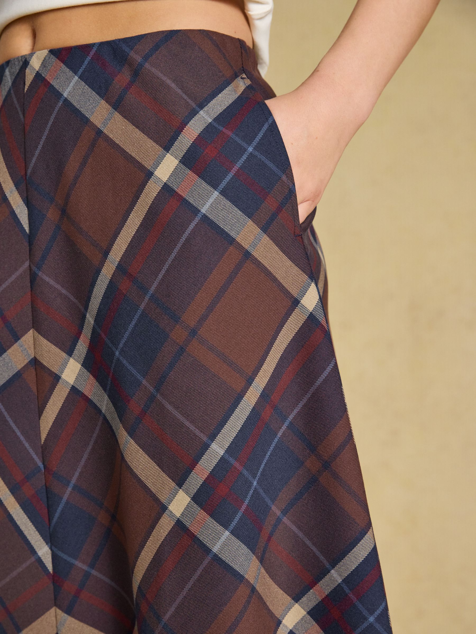 Avery Navy Check Short Panel Skirt - Image 4 of 7