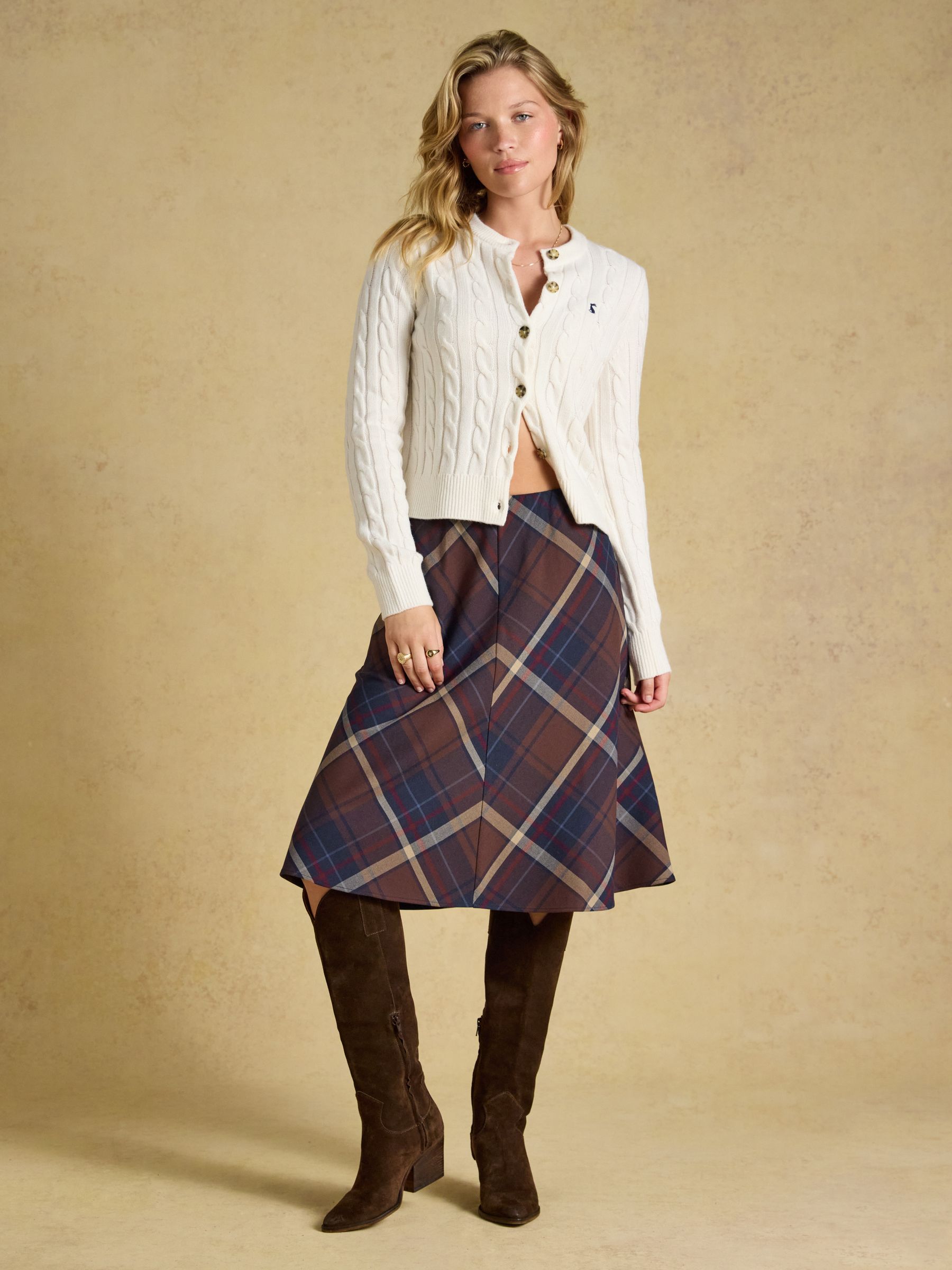 Avery Navy Check Short Panel Skirt - Image 5 of 7