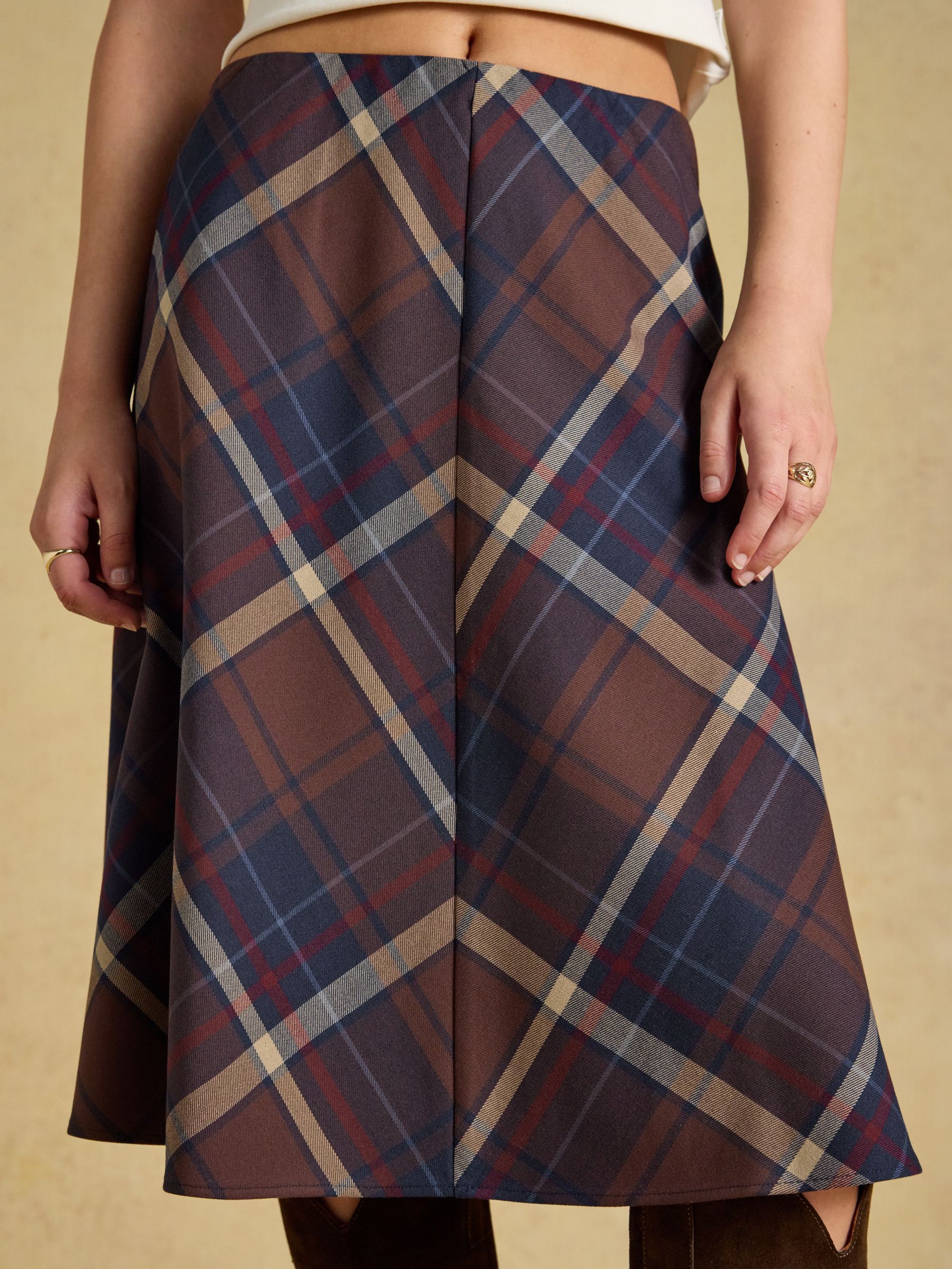 Avery Navy Check Short Panel Skirt - Image 6 of 7