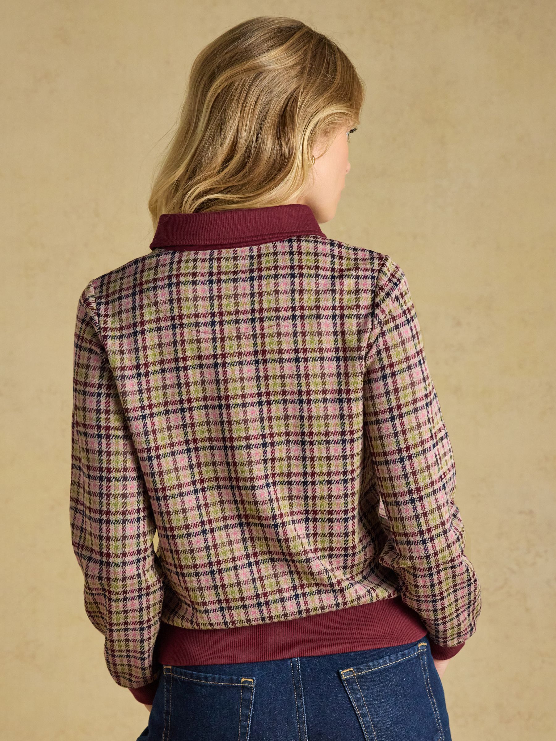 Laurel Burgundy Houndstooth Check Long Sleeve Jersey Top - Image 2 of 8