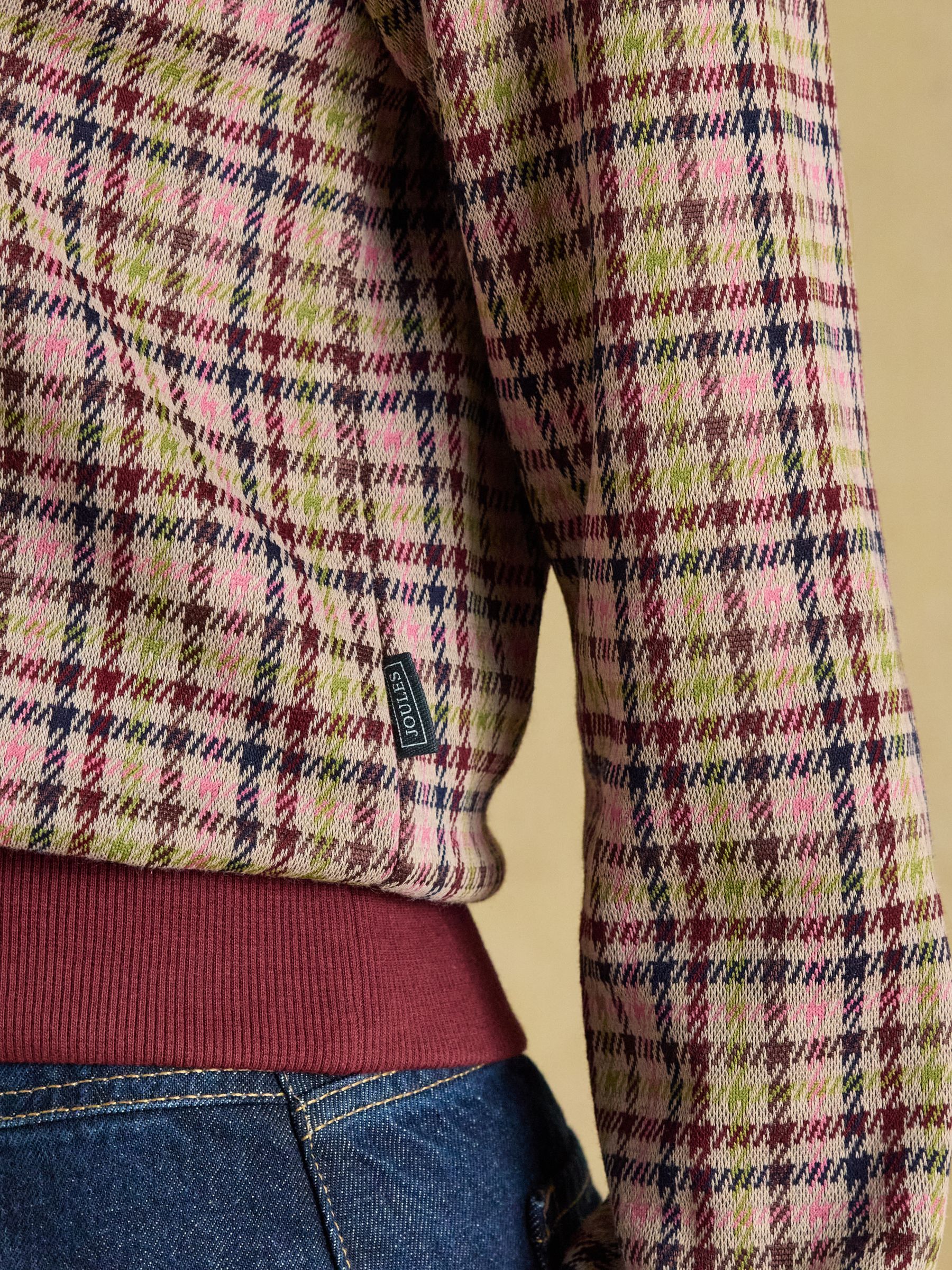 Laurel Burgundy Houndstooth Check Long Sleeve Jersey Top - Image 4 of 8