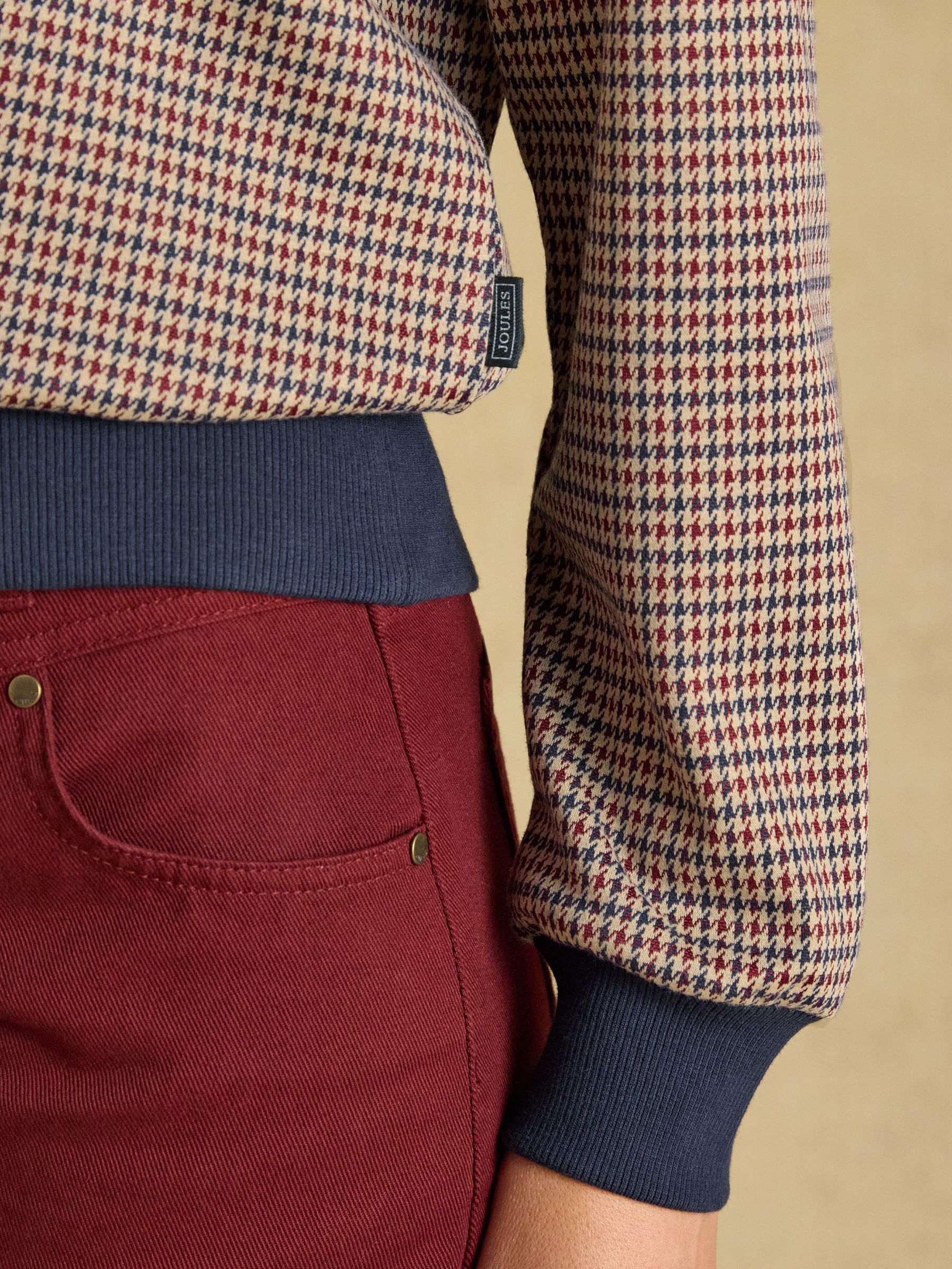 Laurel Navy Red Check Houndstooth Check Long Sleeve Jersey Top - Image 5 of 7