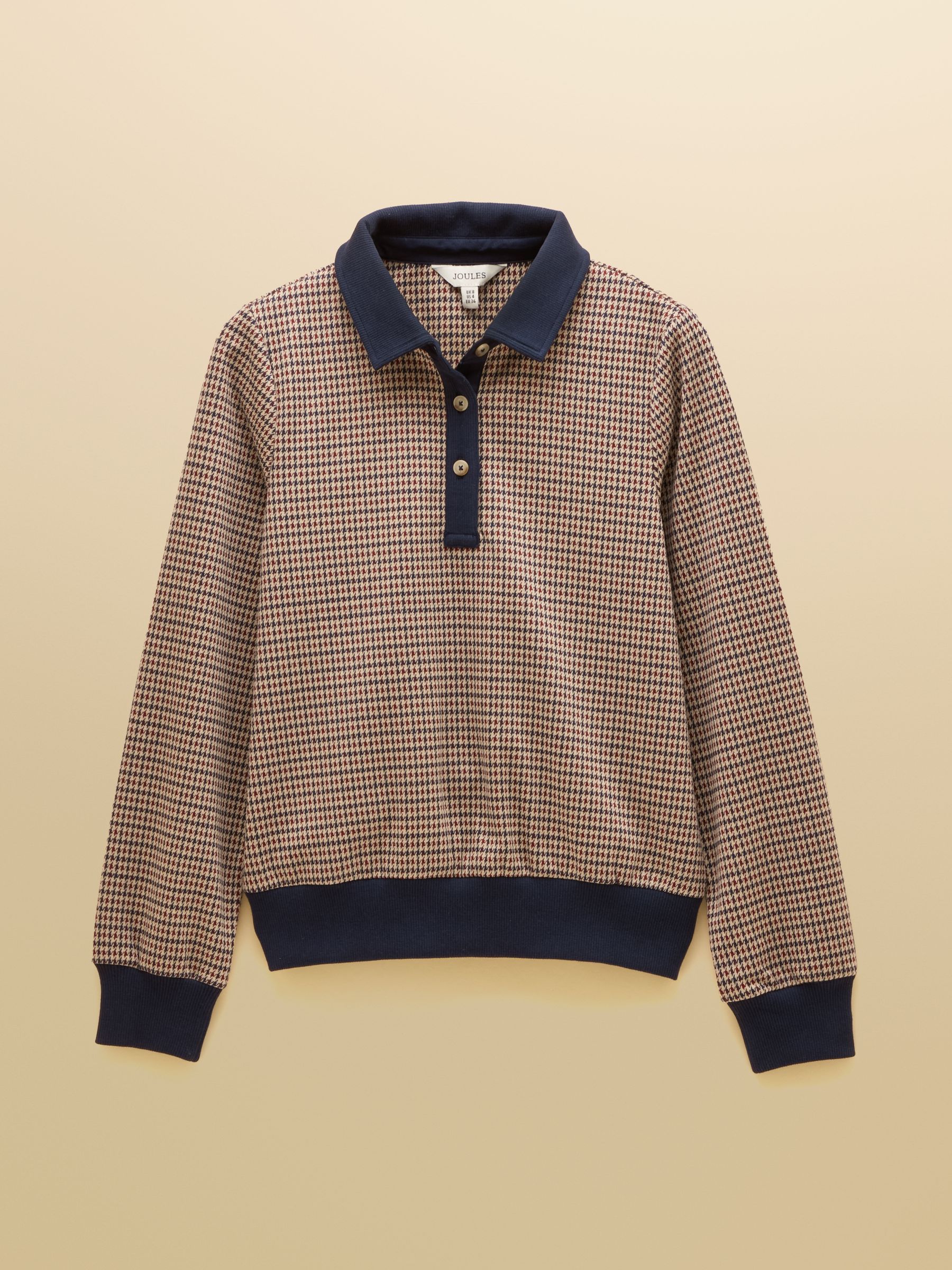 Laurel Navy Red Check Houndstooth Check Long Sleeve Jersey Top - Image 7 of 7 Laurel Navy Red Check Houndstooth Check Long Sleeve Jersey Top - Image 7 of 7