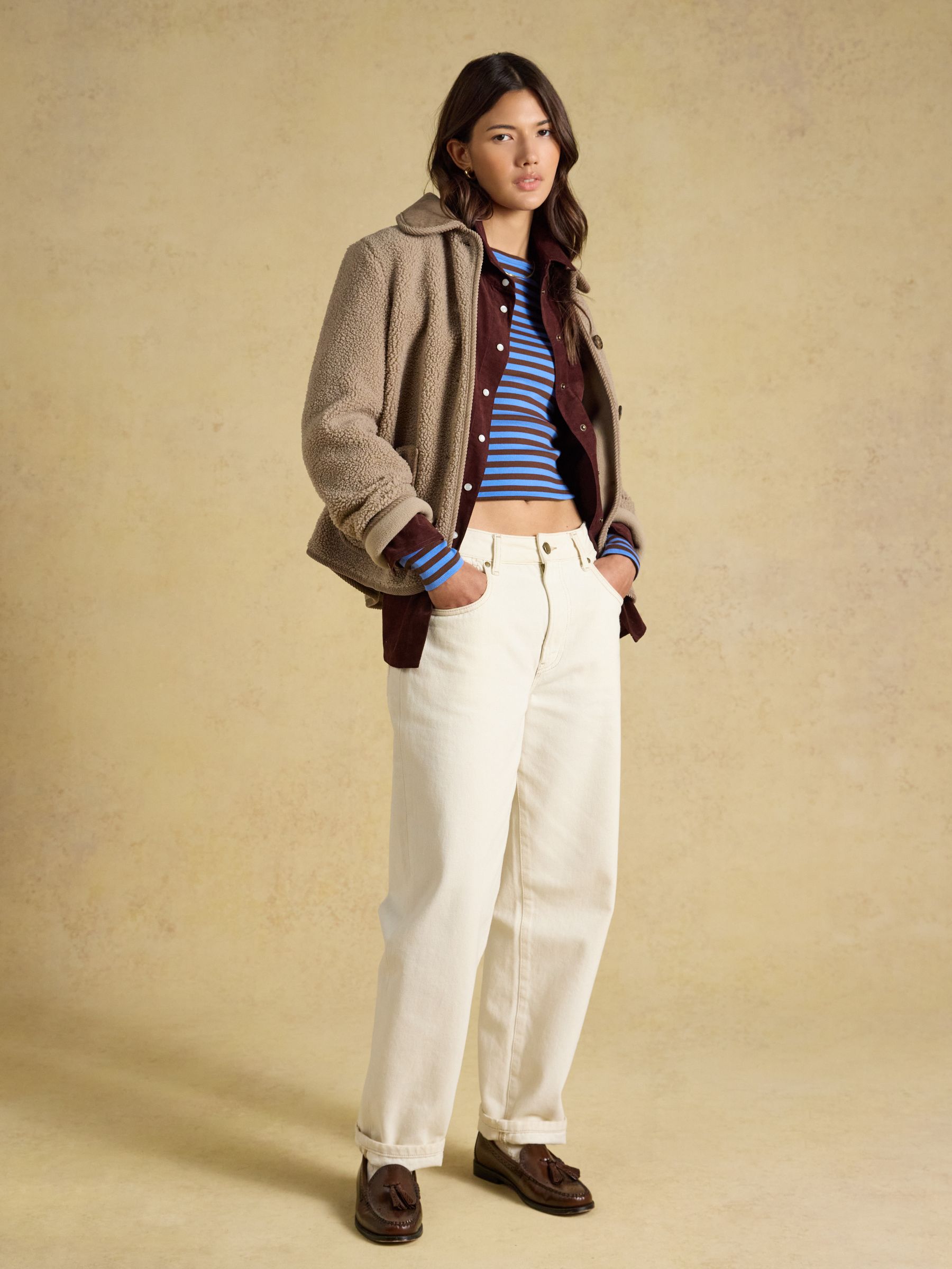Sophie Blue & Brown Striped Long Sleeve Ribbed Fitted T-Shirt - Image 6 of 8