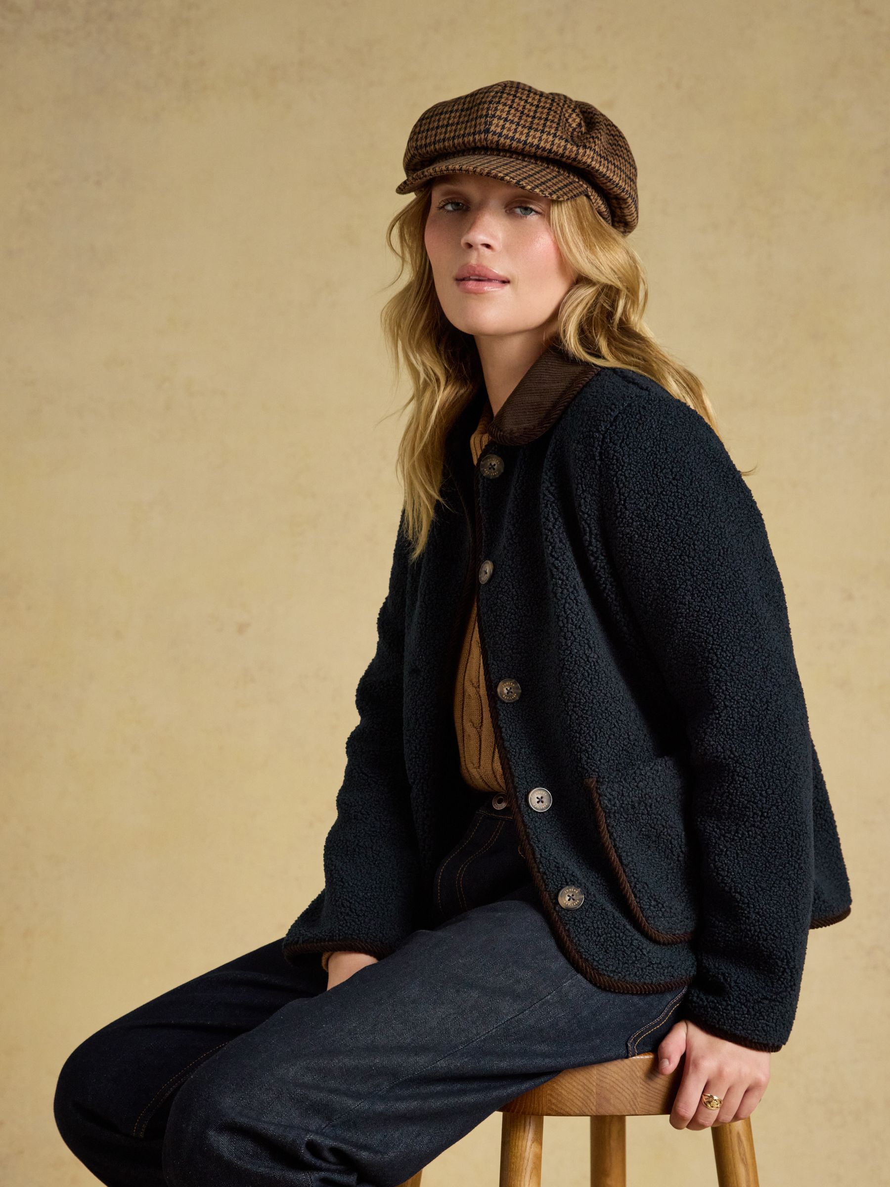 Elvaston Neutral Houndstooth Tweed Hat - Image 3 of 7