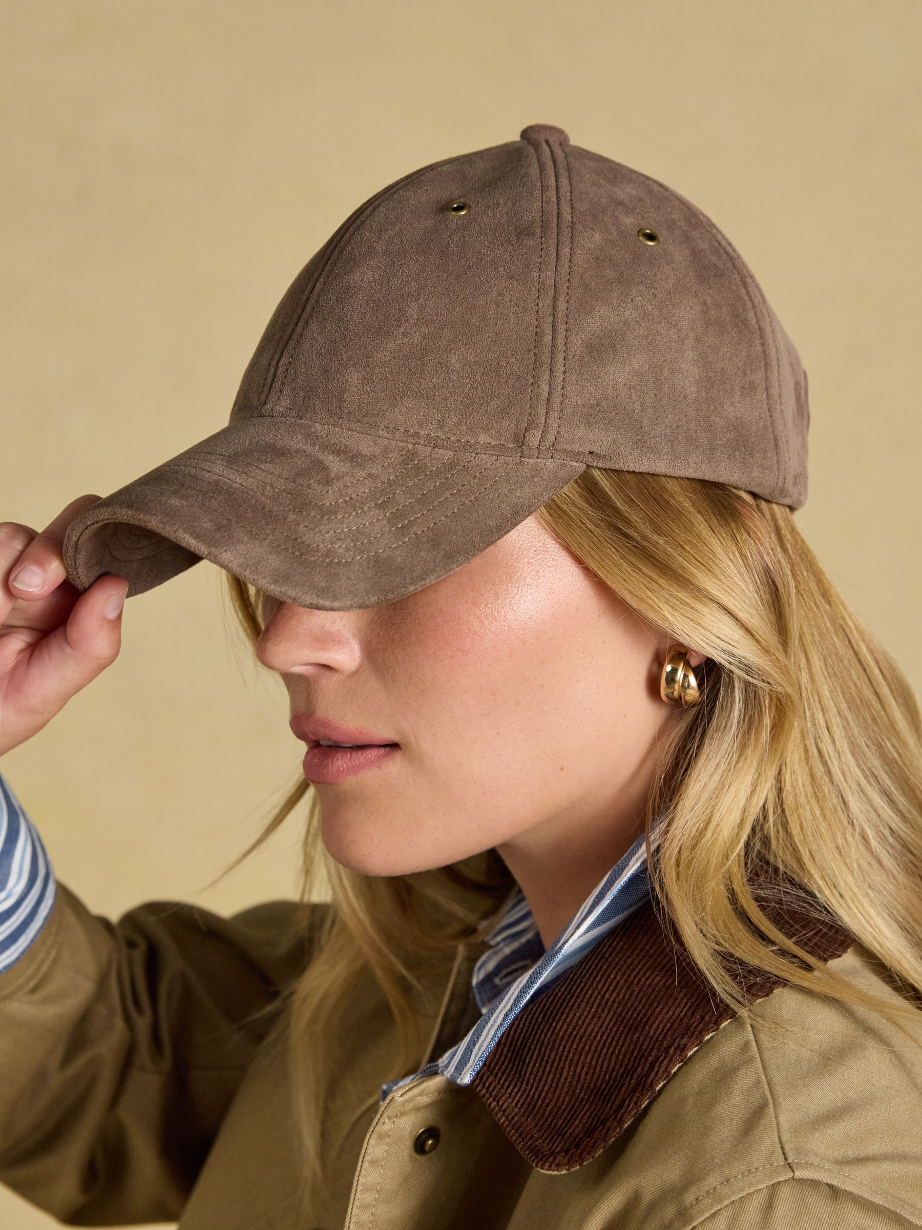 Campbell Mocha Brown Suedette Baseball Cap - Image 2 of 6 Campbell Mocha Brown Suedette Baseball Cap - Image 2 of 6