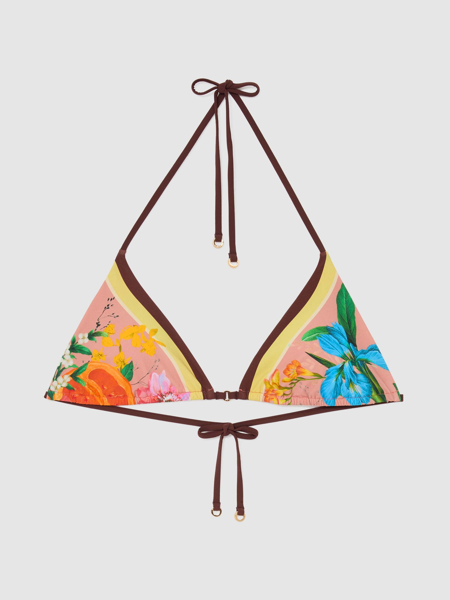 Floral-Print Triangle Bikini Top in Pink - image 1