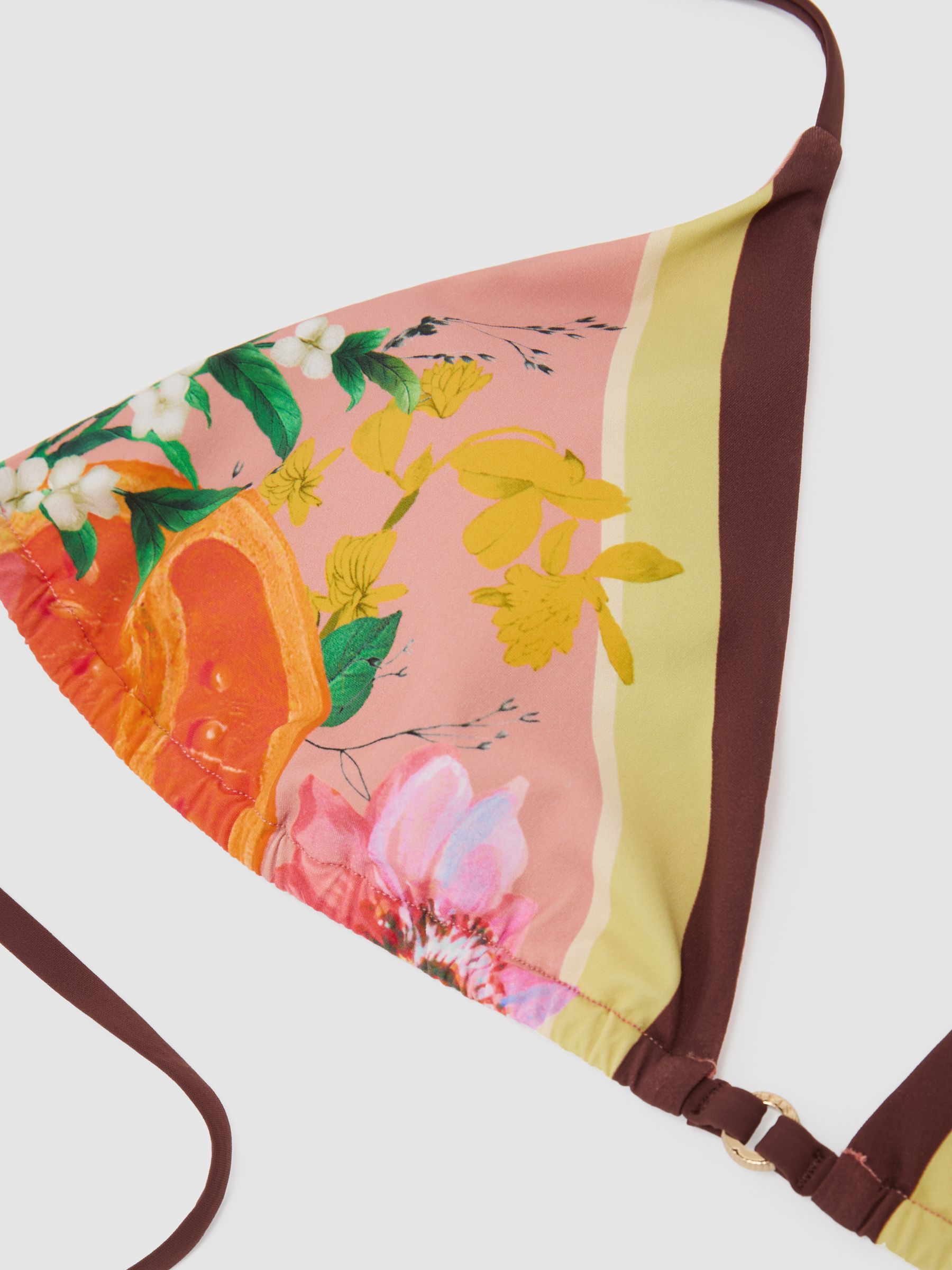 Floral-Print Triangle Bikini Top in Pink - image 4
