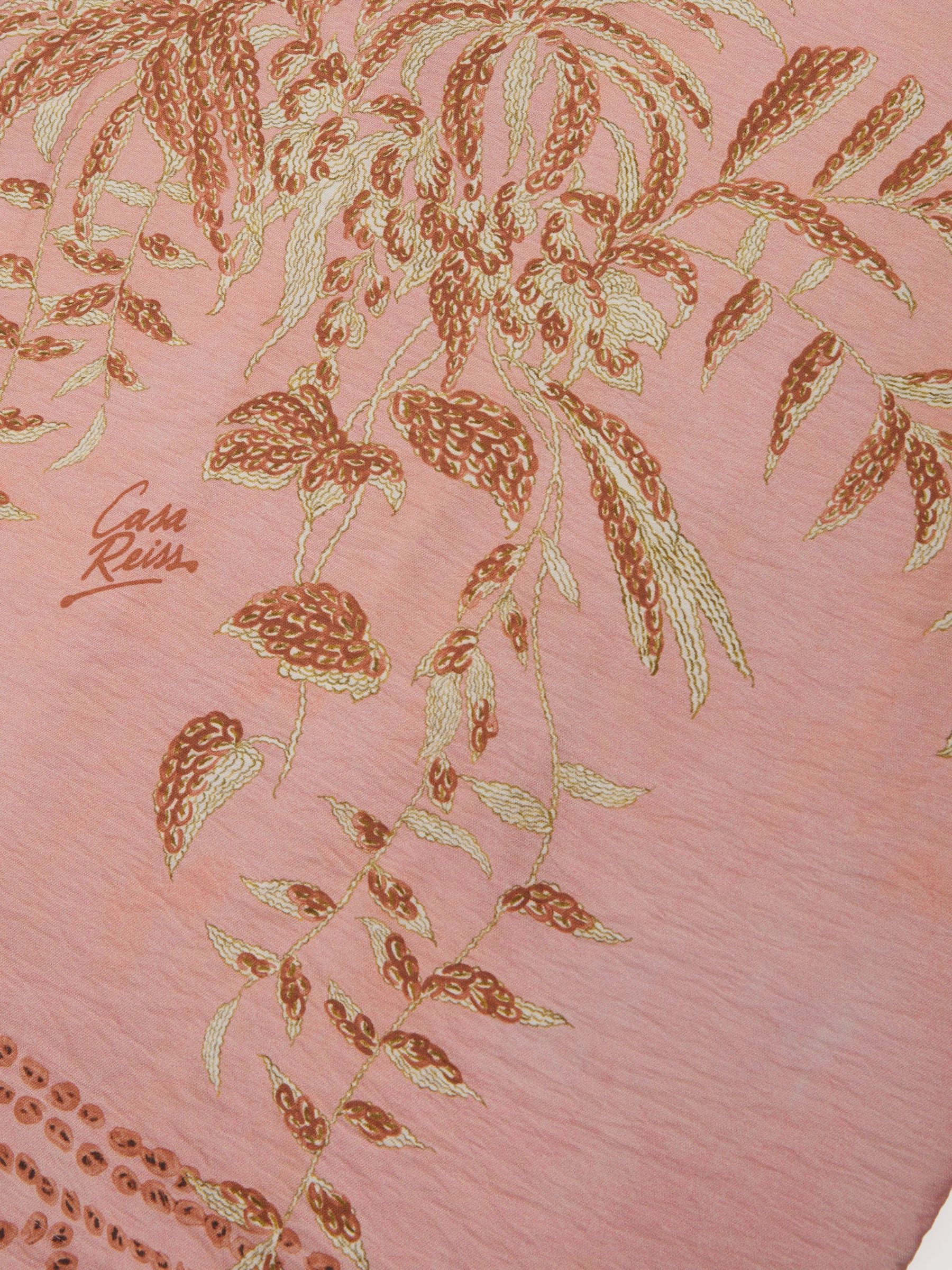Palm-Print Cuban-Collar Shirt in Pink - image 3