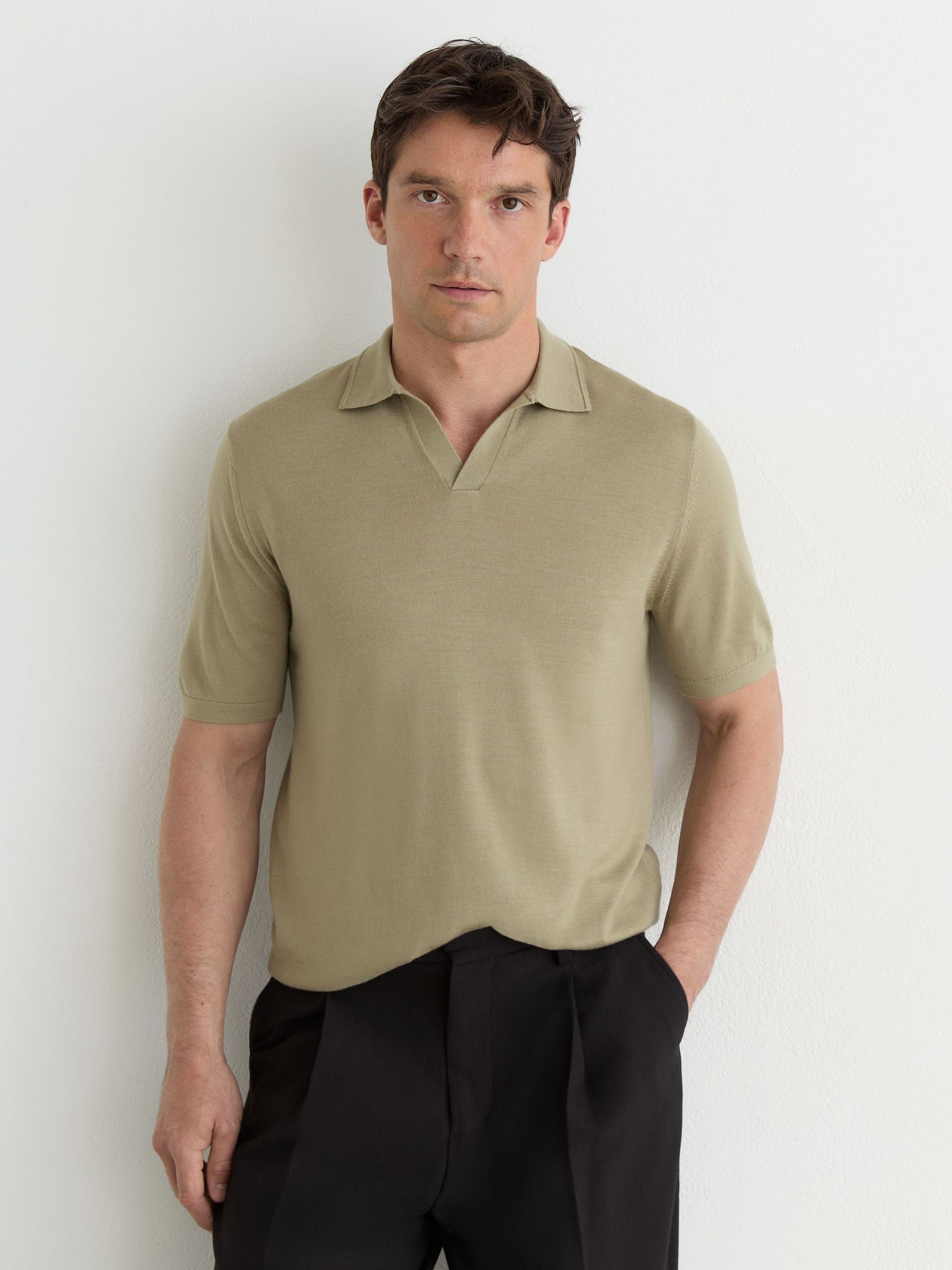 Polo Shirt in Soft Olive Green - image 2