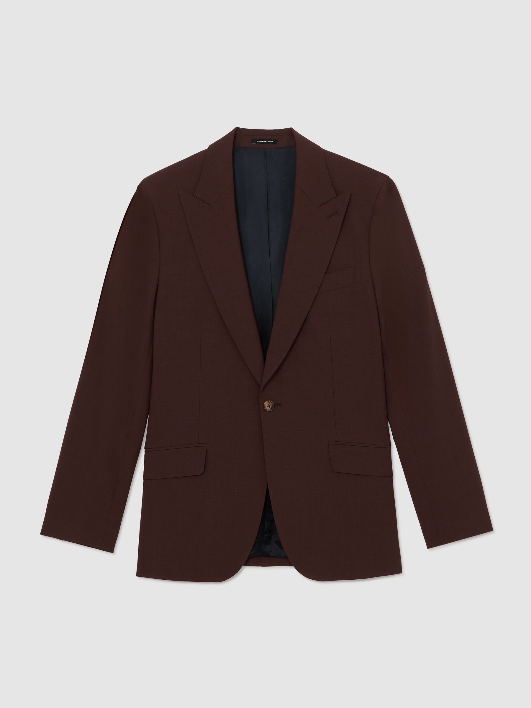 Classic Fit Wool-Blend Single-Breasted Suit Blazer in Chocolate Brown - image 1