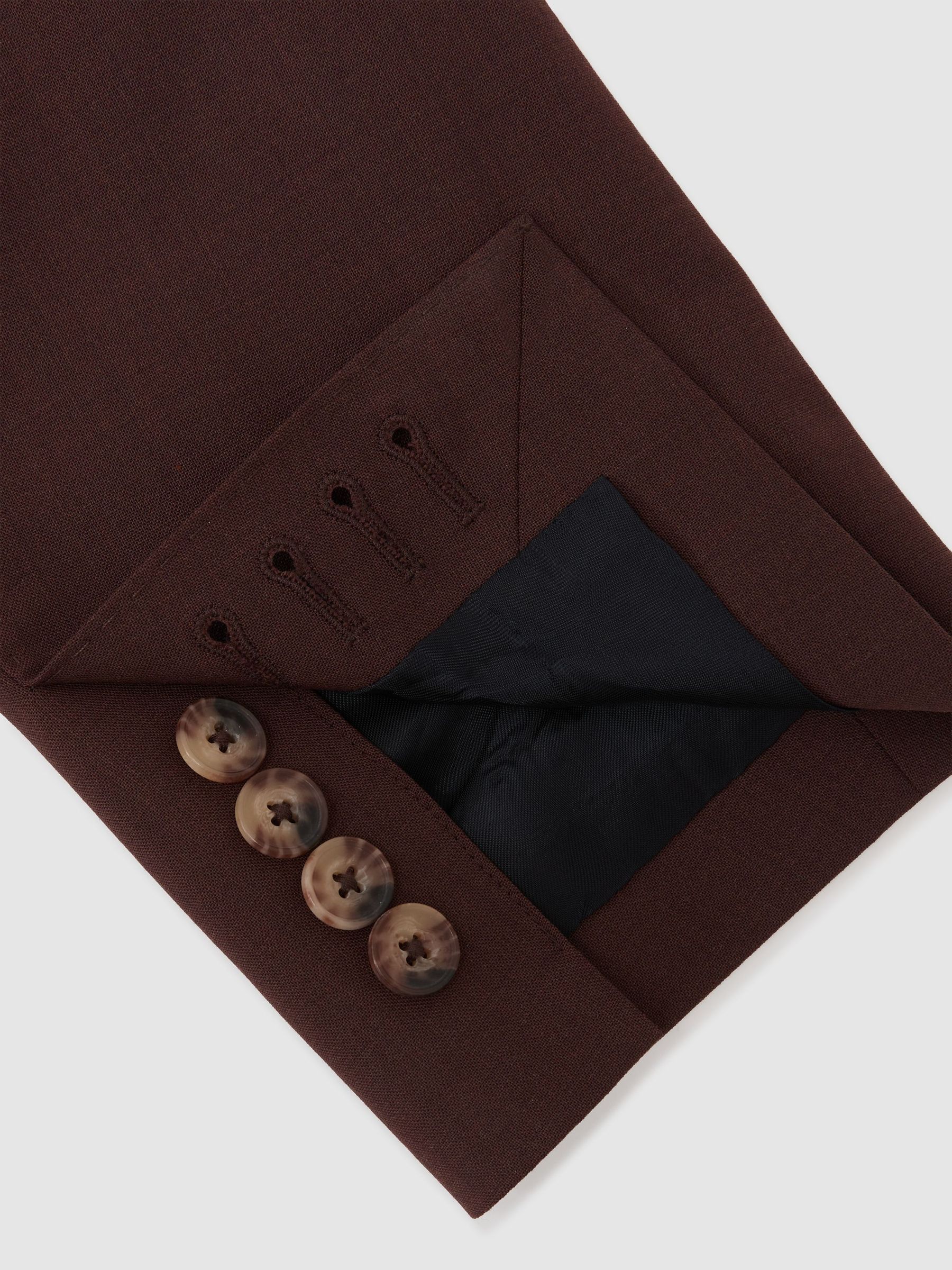 Classic Fit Wool-Blend Single-Breasted Suit Blazer in Chocolate Brown - image 5