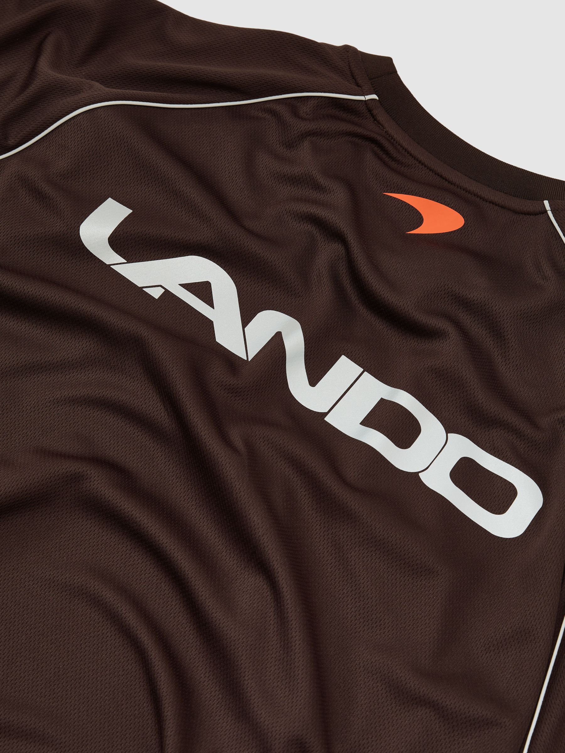 McLaren Racing Relaxed Contrast Driver T-Shirt Unisex-Fit in Chocolate Brown - Image 10 of 10