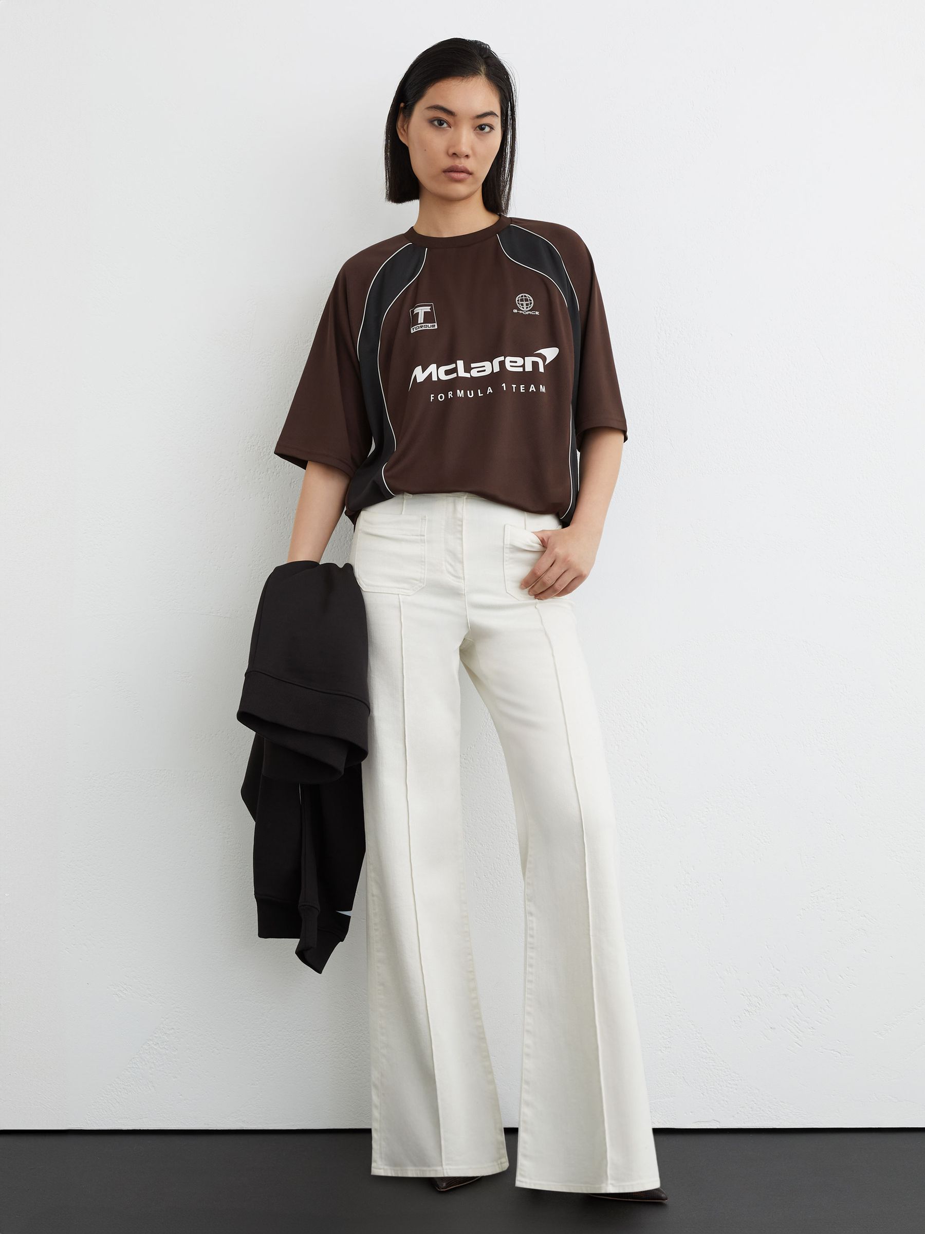 McLaren Racing Relaxed Contrast Driver T-Shirt Unisex-Fit in Chocolate Brown - Image 6 of 10