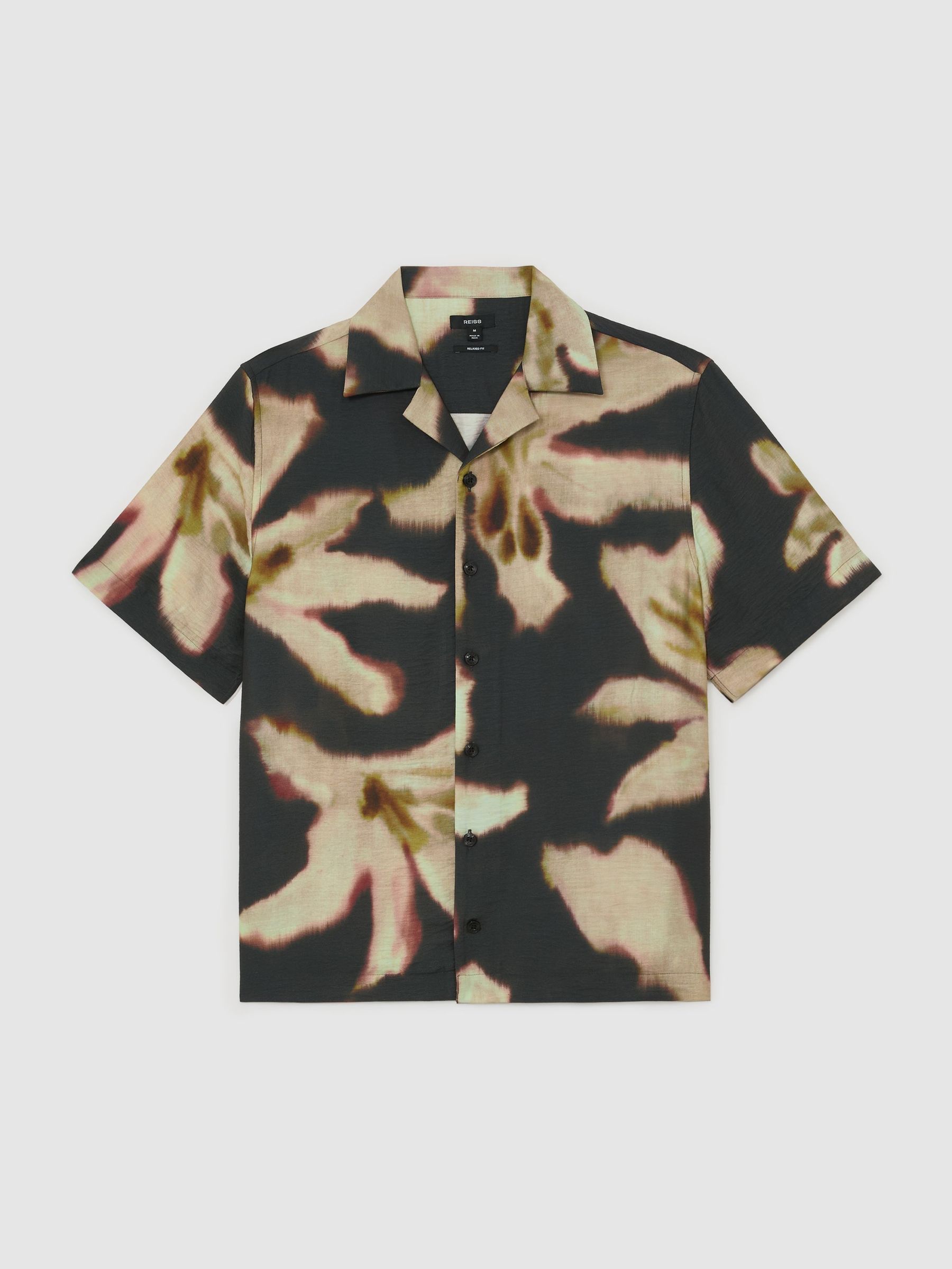 Graphic Floral-Print Short-Sleeve Shirt in Black - image 1