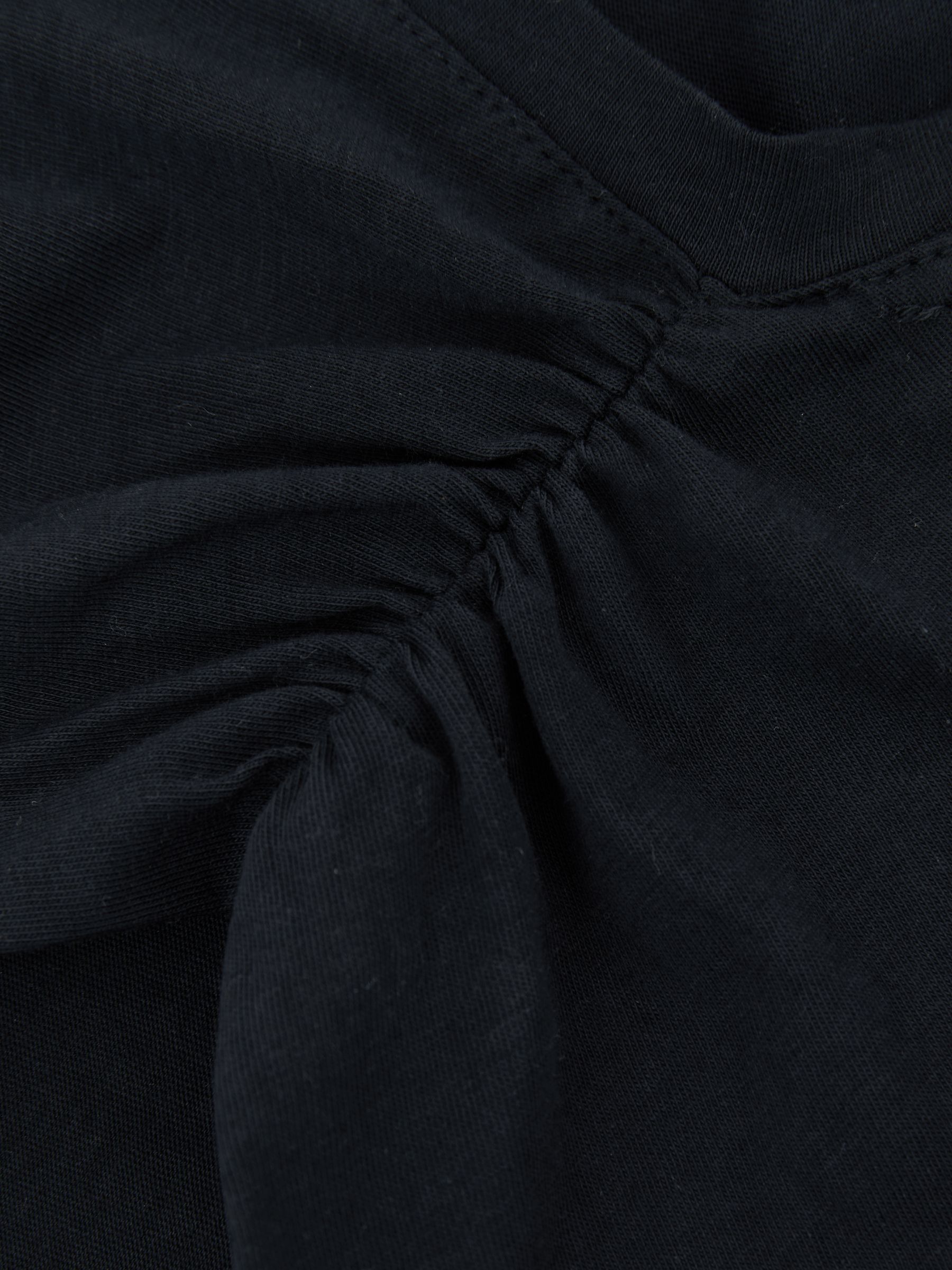 Cotton Gathered-Detail V-Neck Vest in Navy - image 3