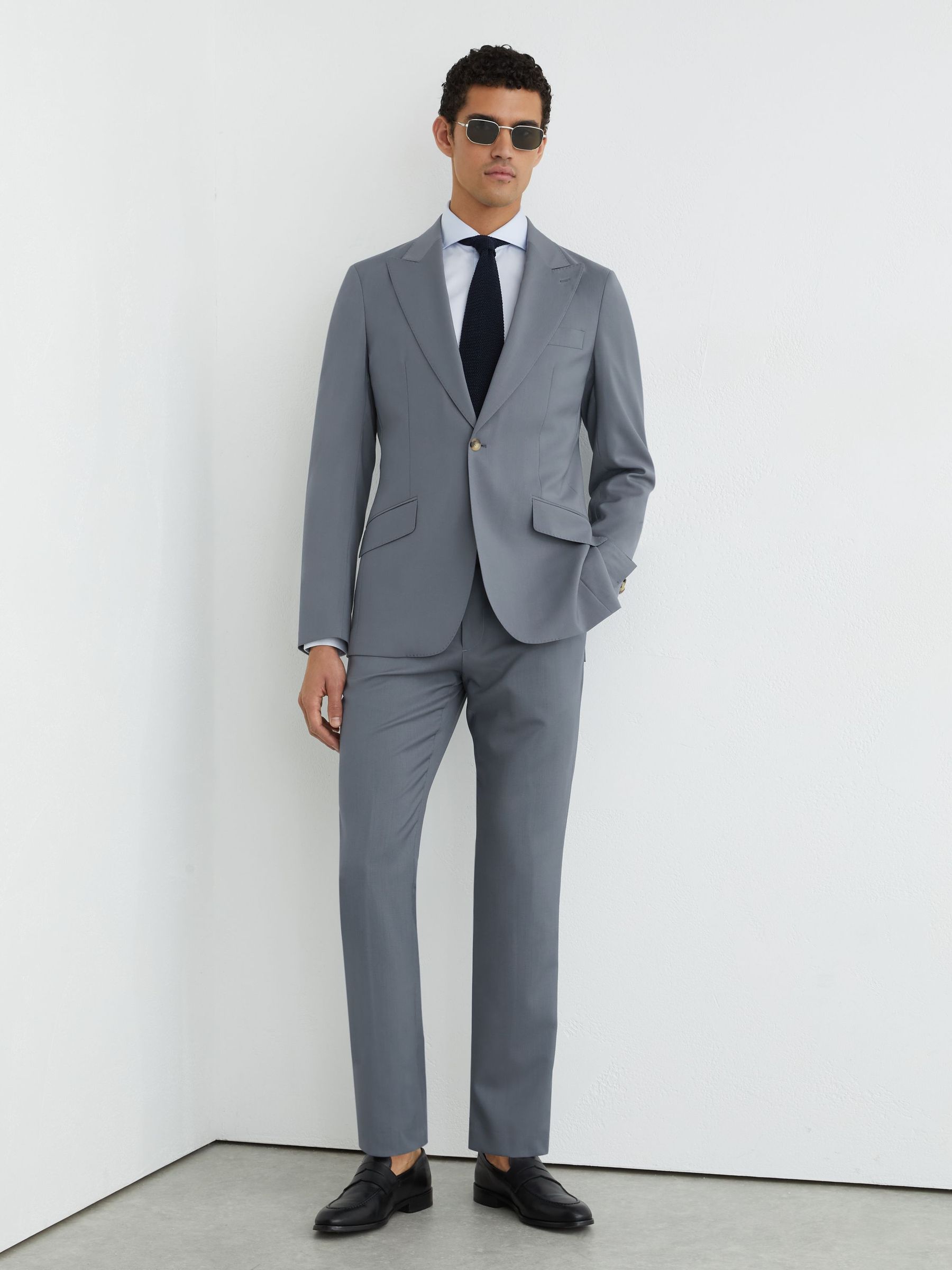 Wool Single-Breasted Classic-Fit Suit Blazer in Soft Blue - Image 3 of 9