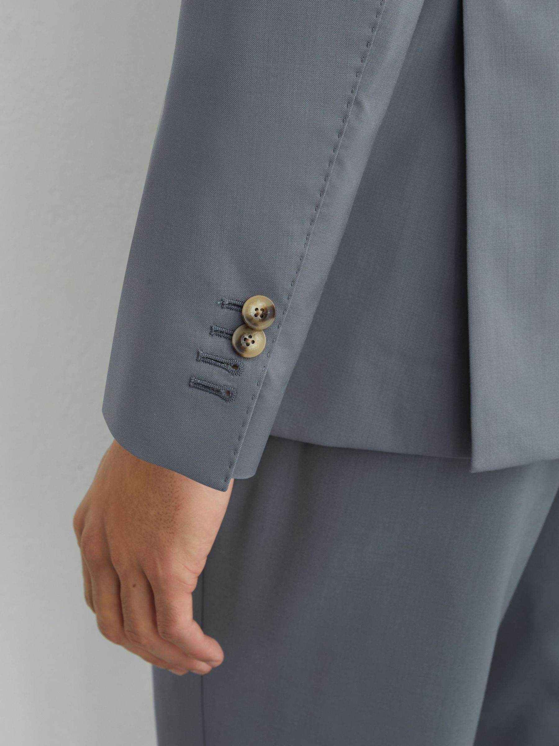 Wool Single-Breasted Classic-Fit Suit Blazer in Soft Blue - Image 4 of 9
