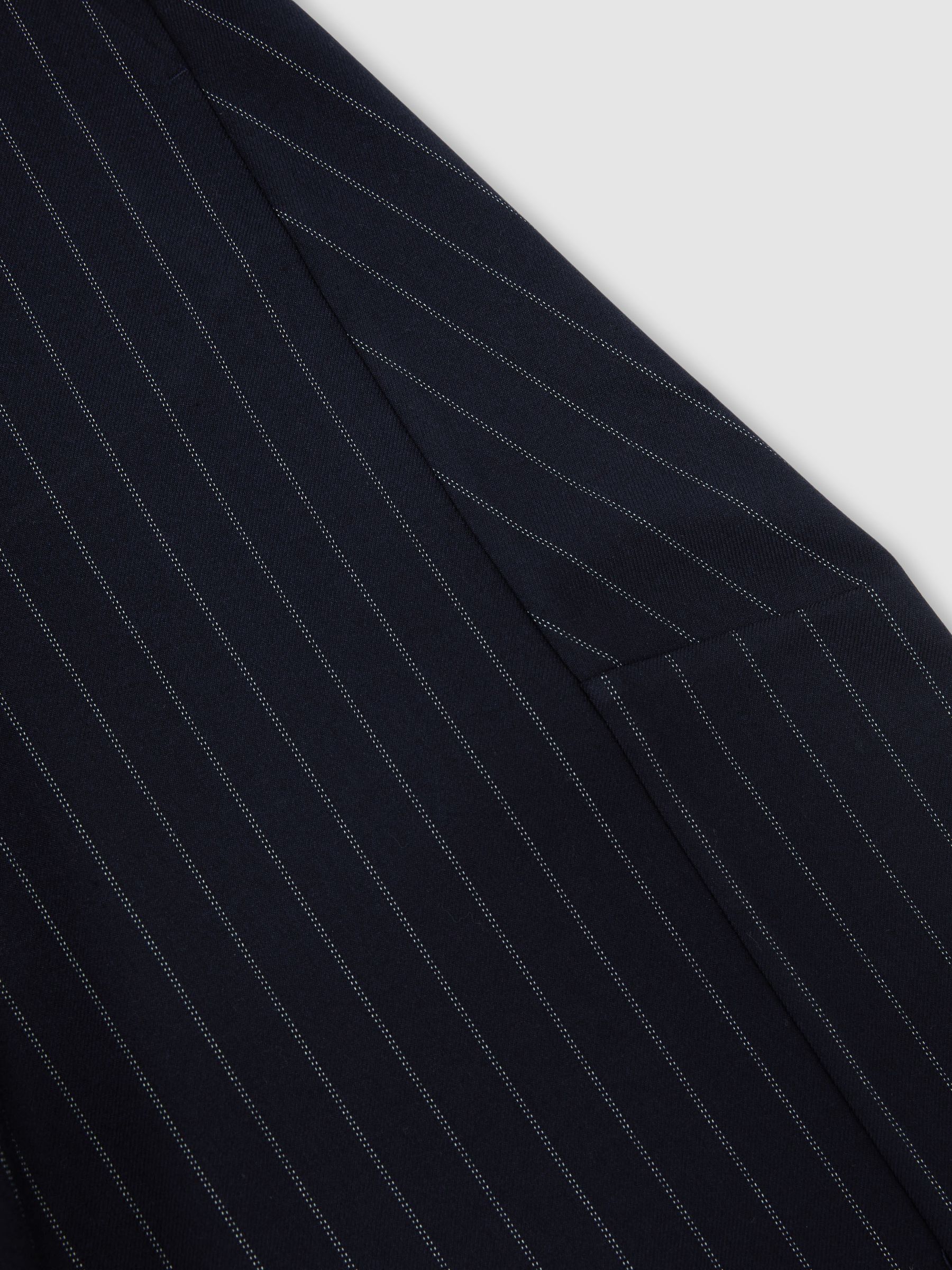 Barrel-Leg Pinstripe Trousers in Navy - Image 8 of 8