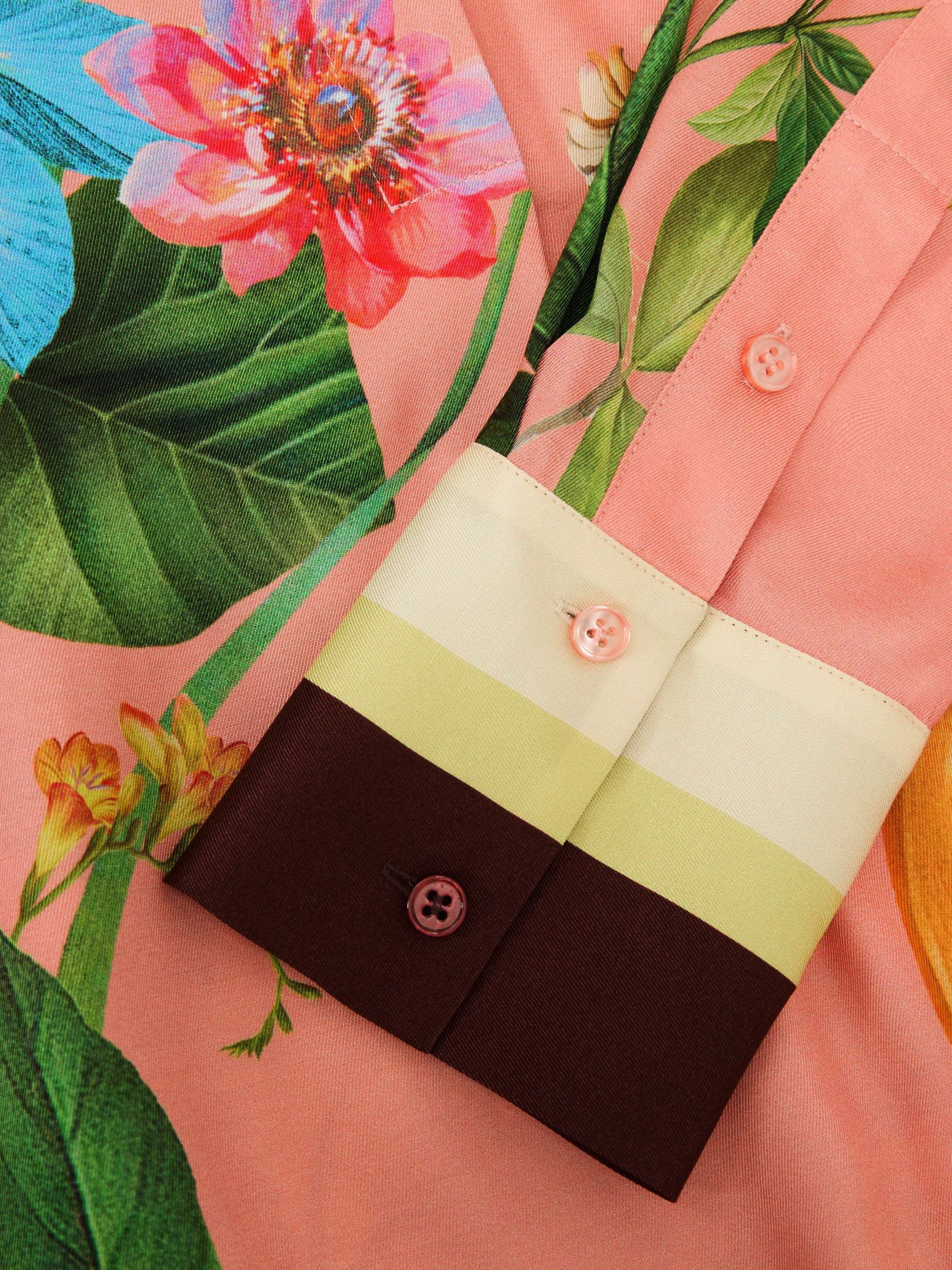 Tropical Scarf-Print Half-Button Shirt in Pink - image 2
