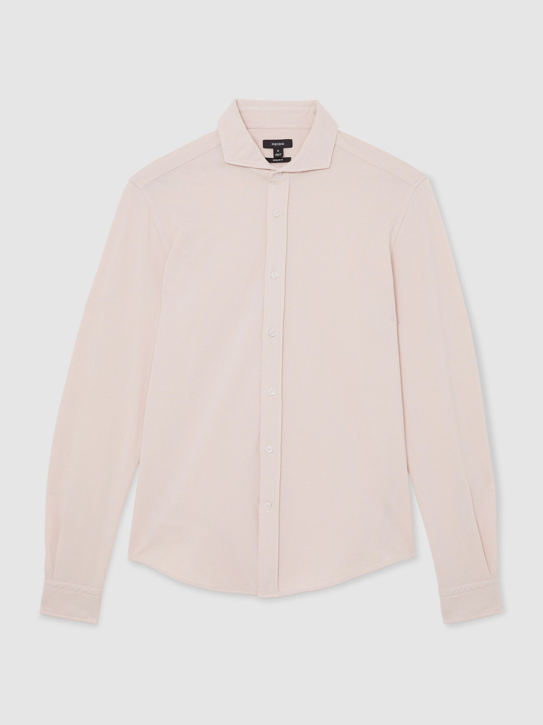 Cotton-Piqué Garment-Dyed Shirt Regular-Fit in Stone - Image 2 of 7