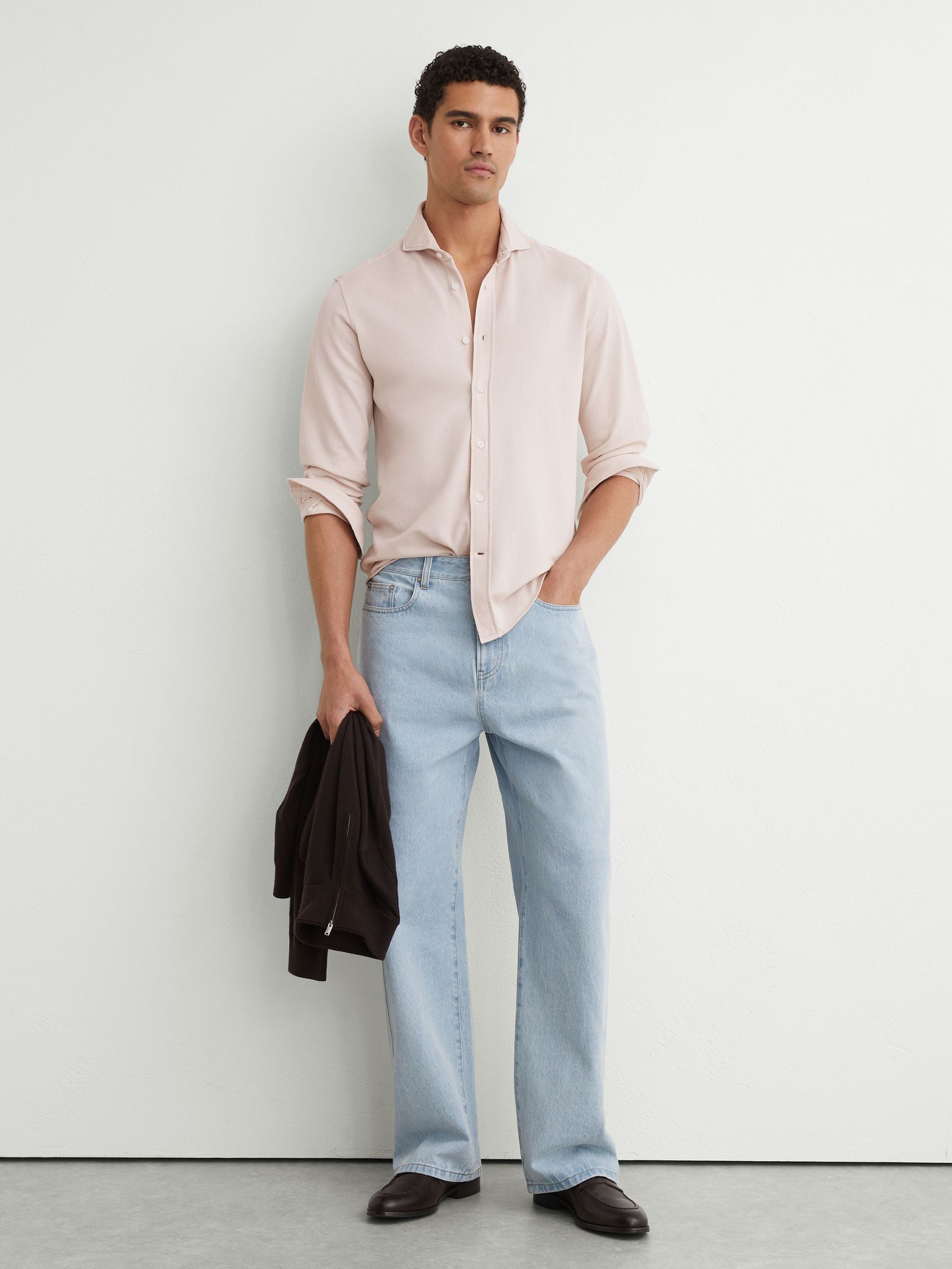 Cotton-Piqué Garment-Dyed Shirt Regular-Fit in Stone - Image 4 of 7