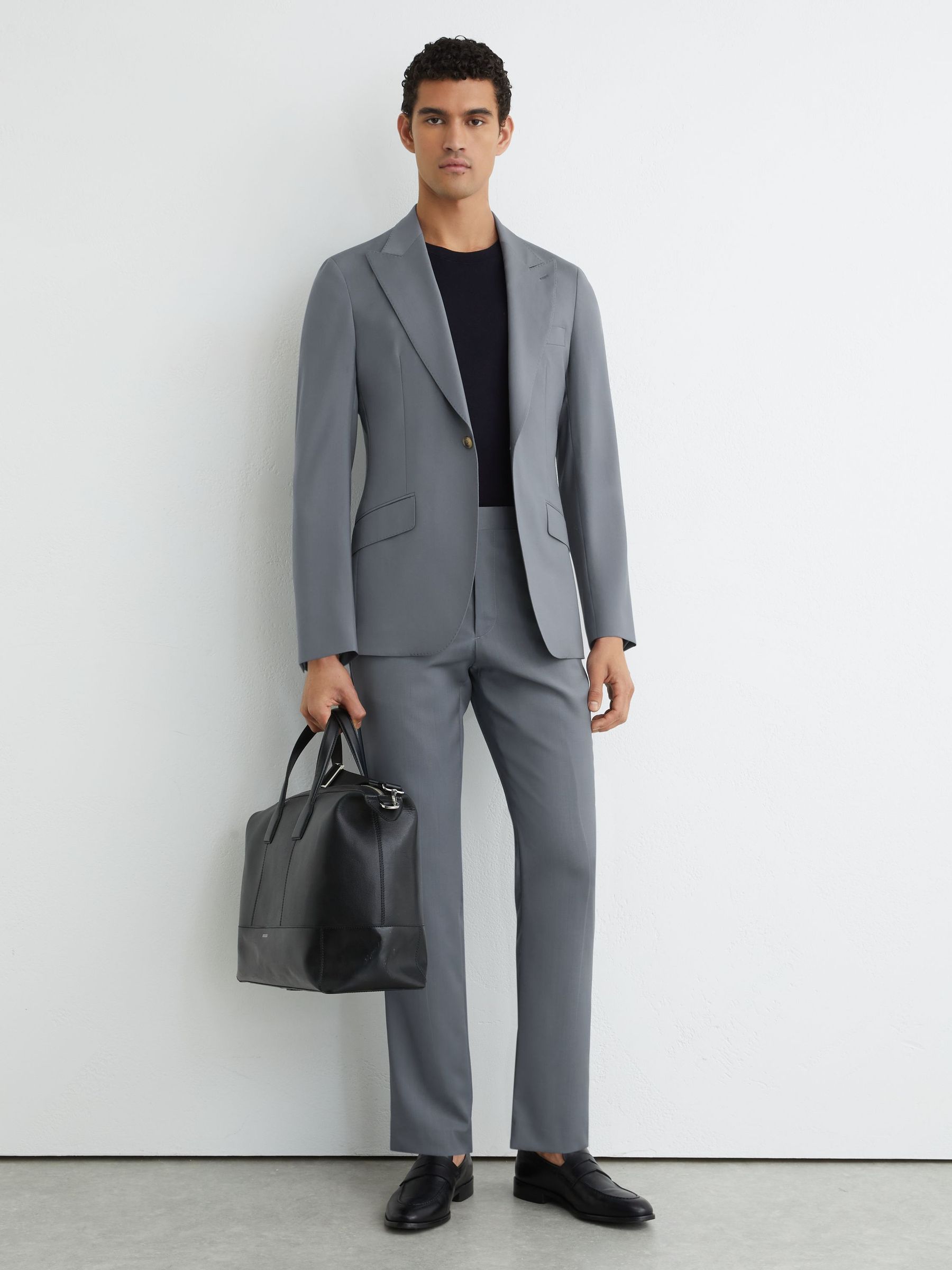 Classic Fit Wool Suit Trousers in Soft Blue - image 2