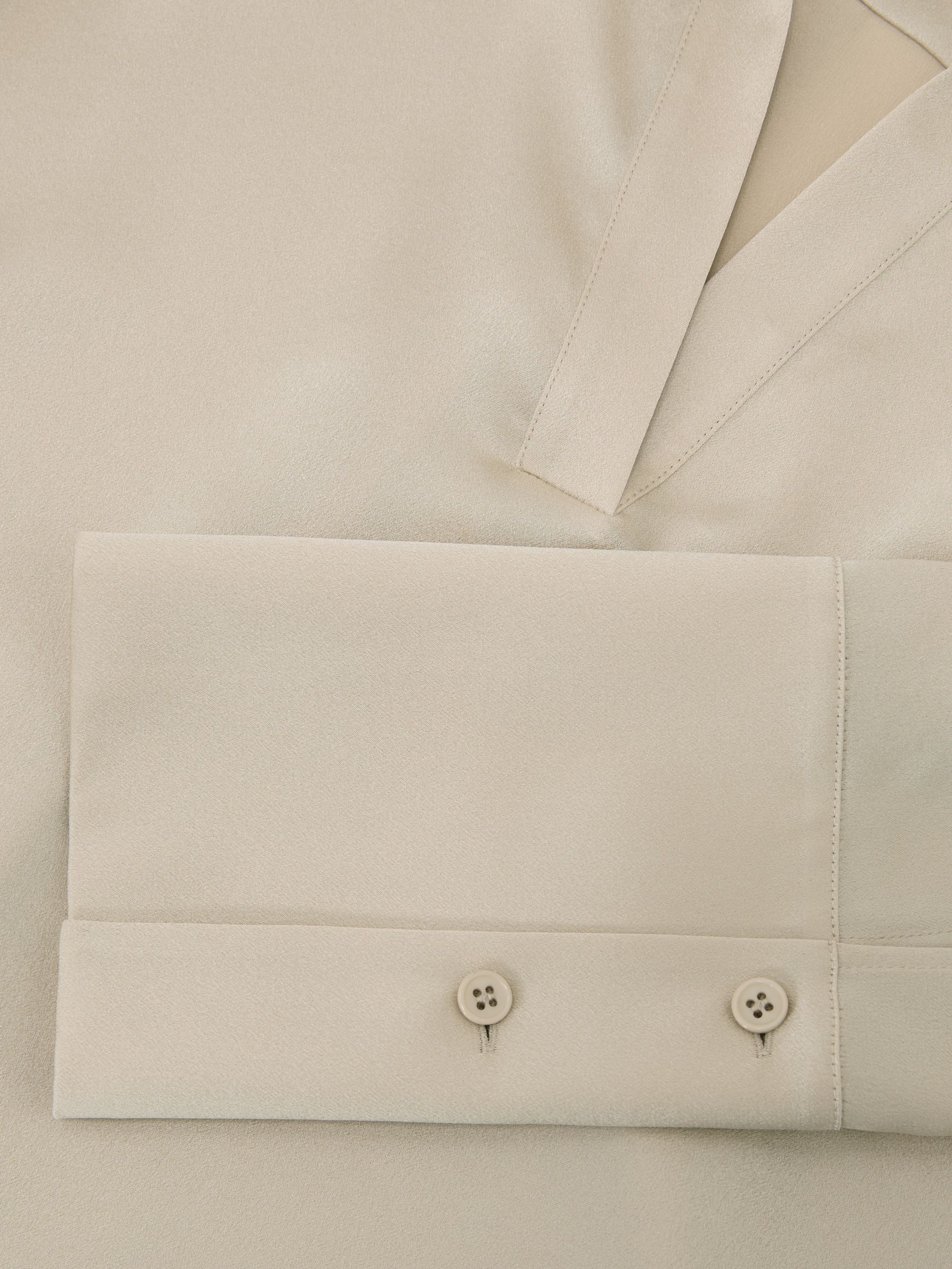Silk Open-Collar Blouse in Neutral - image 3