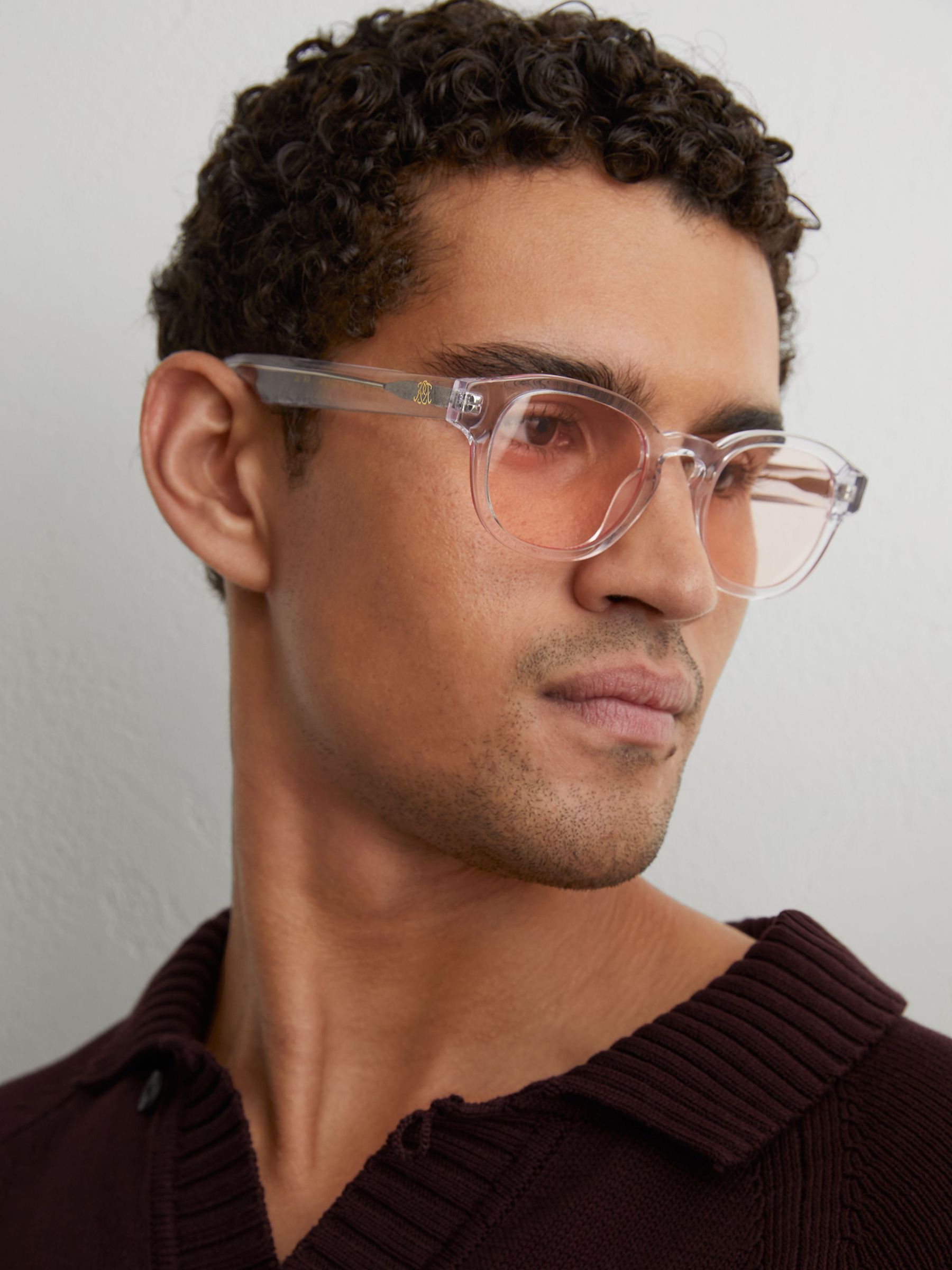 MessyWeekend Round-Frame Sunglasses in Clear / Rose Pink - Image 1 of 6