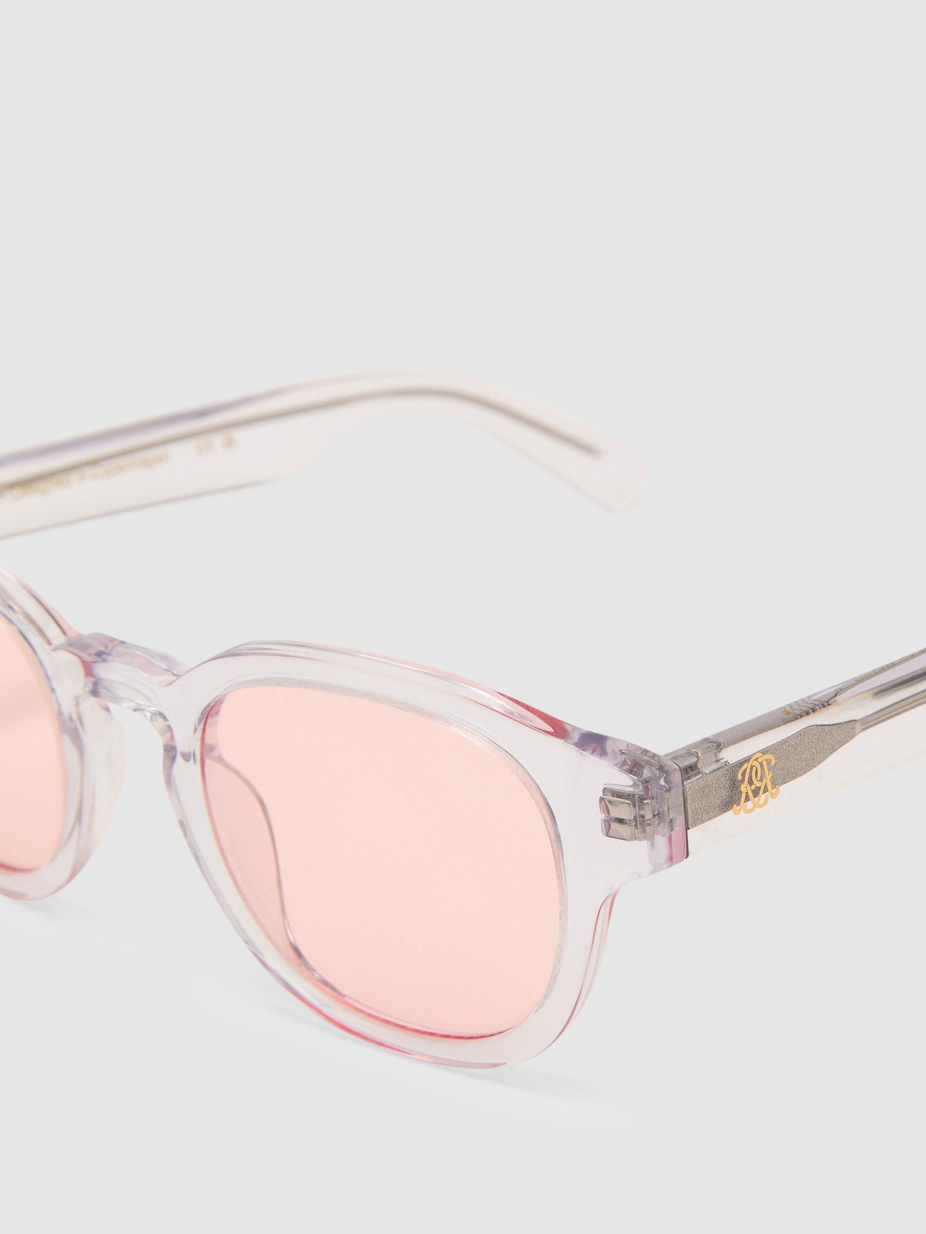MessyWeekend Round-Frame Sunglasses in Clear / Rose Pink - Image 5 of 6