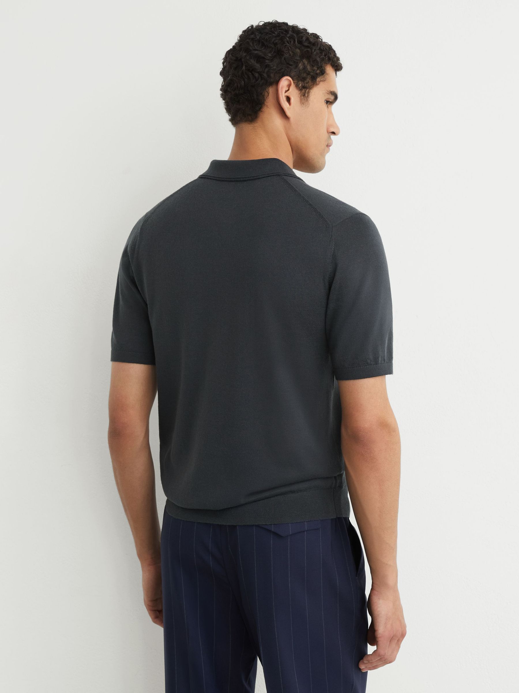 Merino Wool Short-Sleeve Polo Shirt in Vulcan Grey - image 5