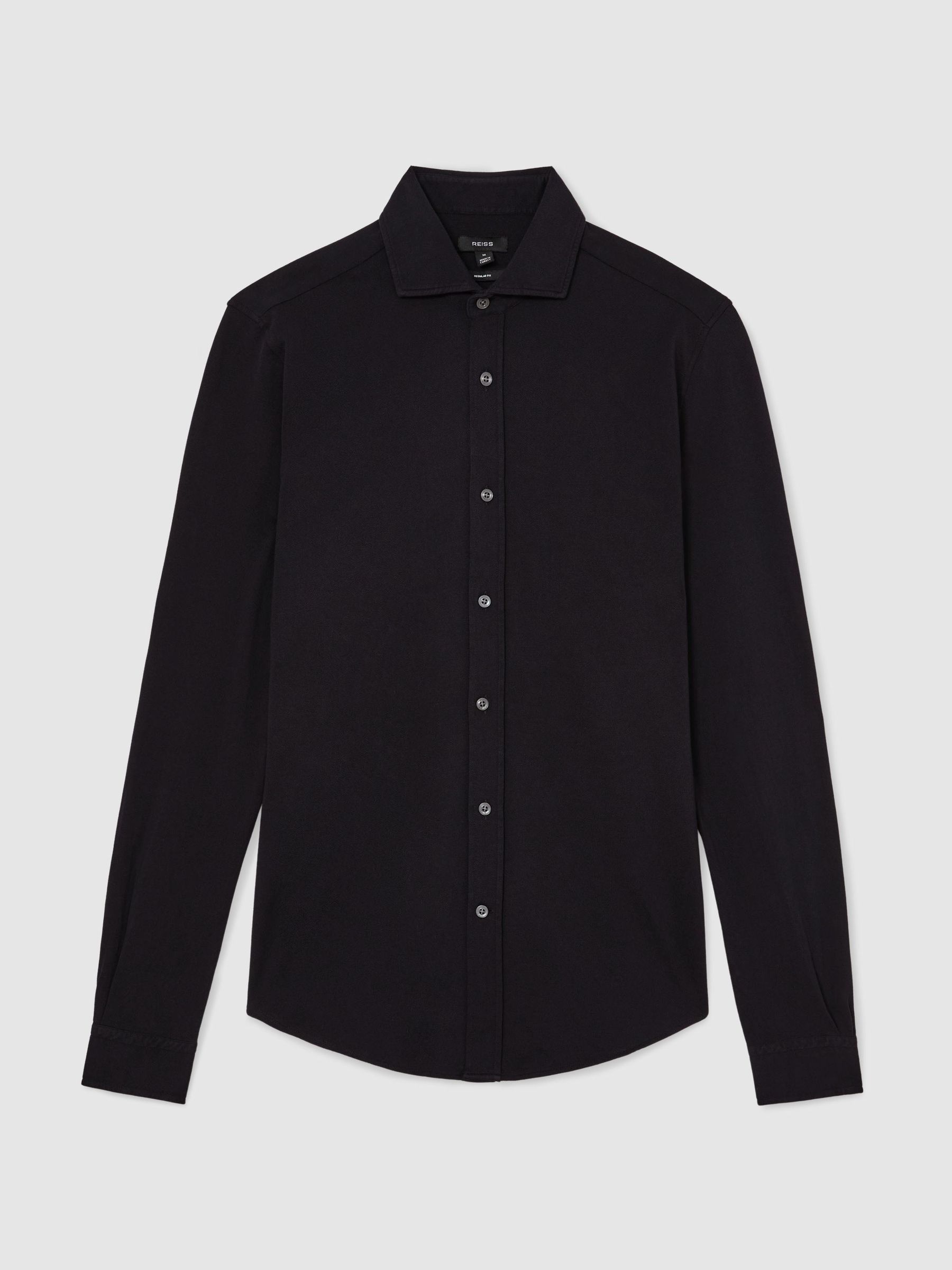 Cotton-Piqué Garment-Dyed Shirt Regular-Fit in Navy - Image 2 of 6