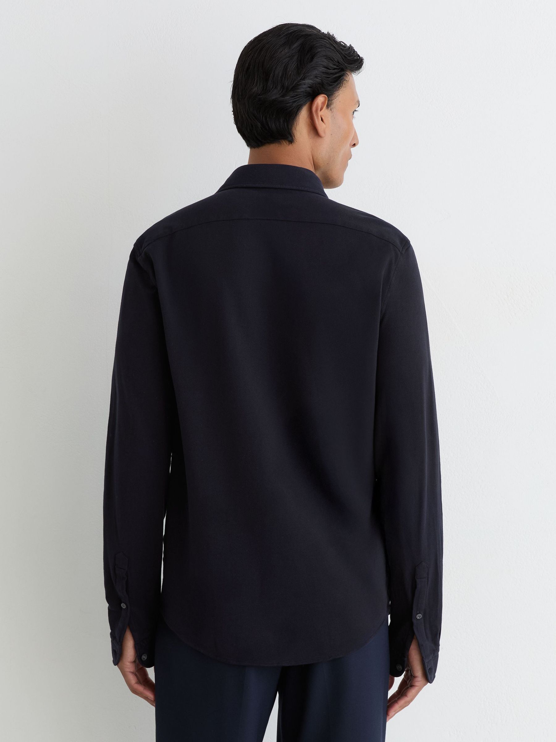 Cotton-Piqué Garment-Dyed Shirt Regular-Fit in Navy - Image 5 of 6