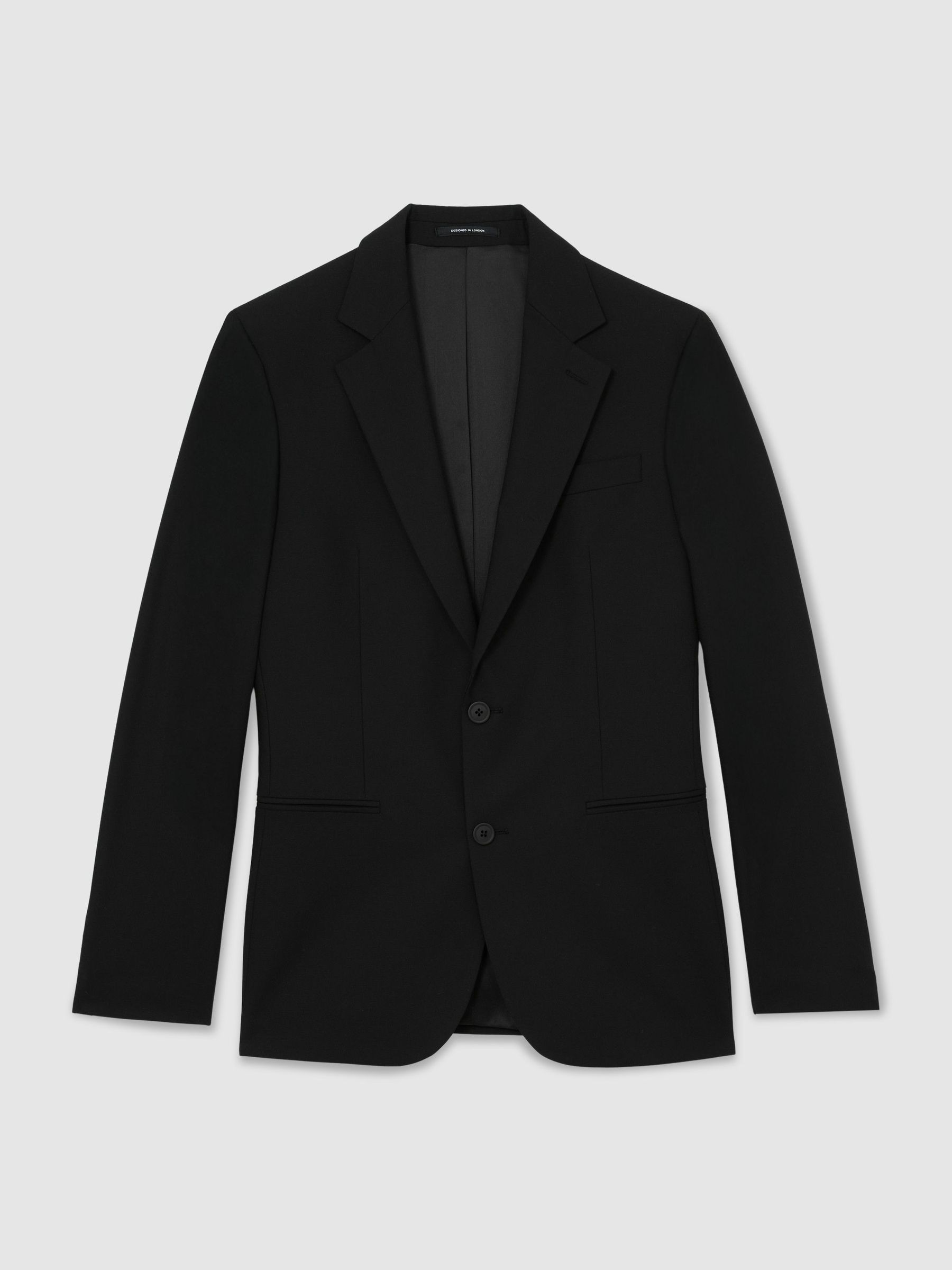 Tailored-Fit Single-Breasted Suit Blazer in Black - Image 2 of 9