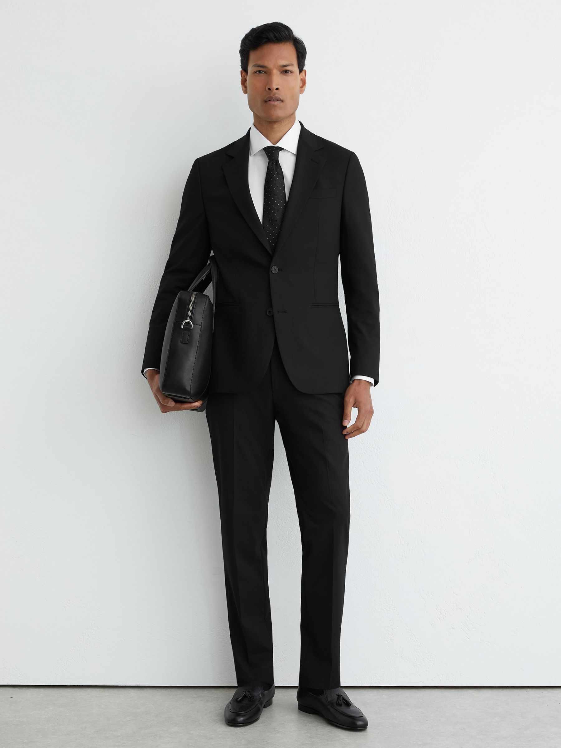 Tailored-Fit Single-Breasted Suit Blazer in Black - Image 6 of 9