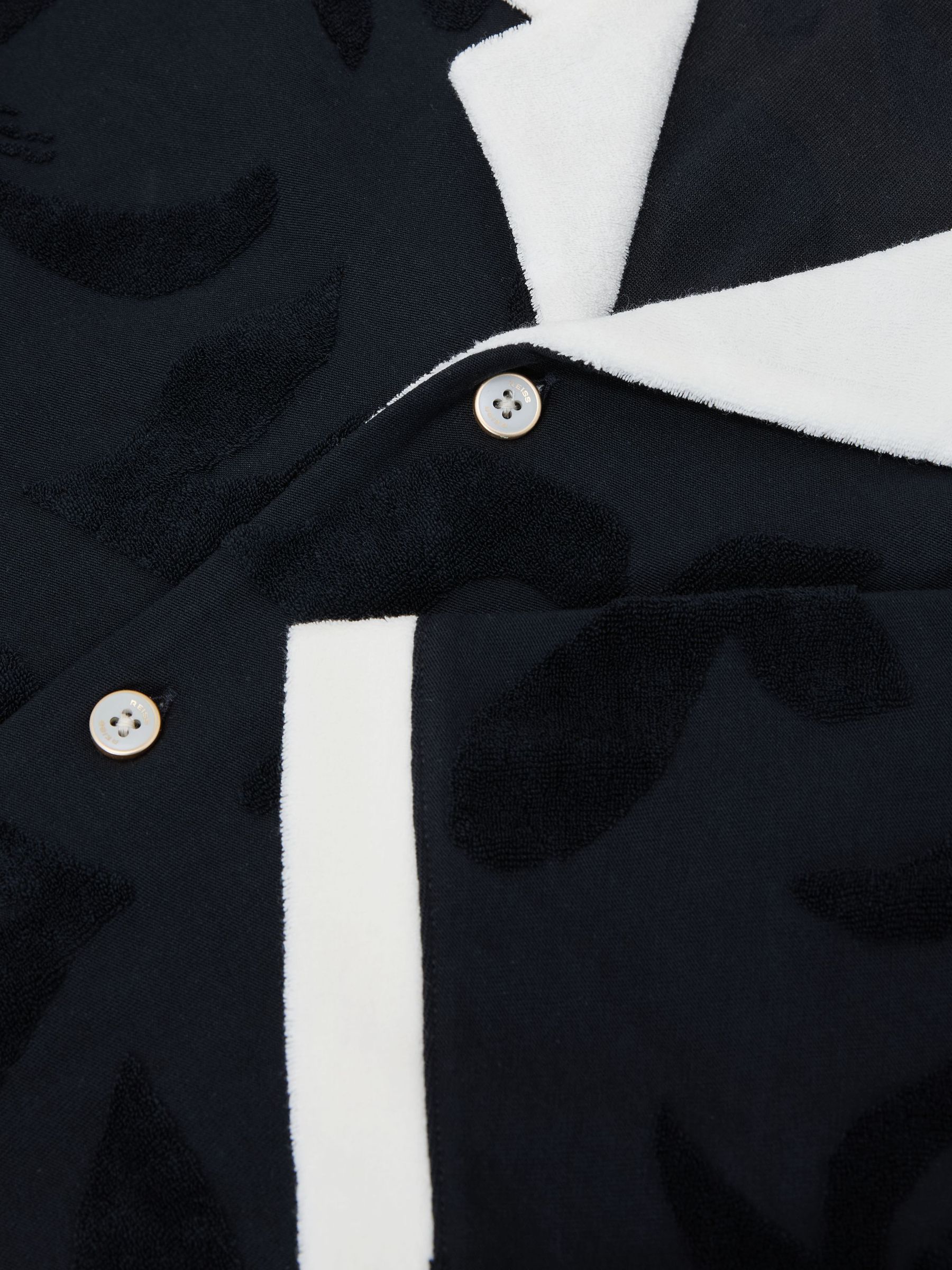 Towelling-Jacquard Tipped Shirt in Navy - Image 8 of 8