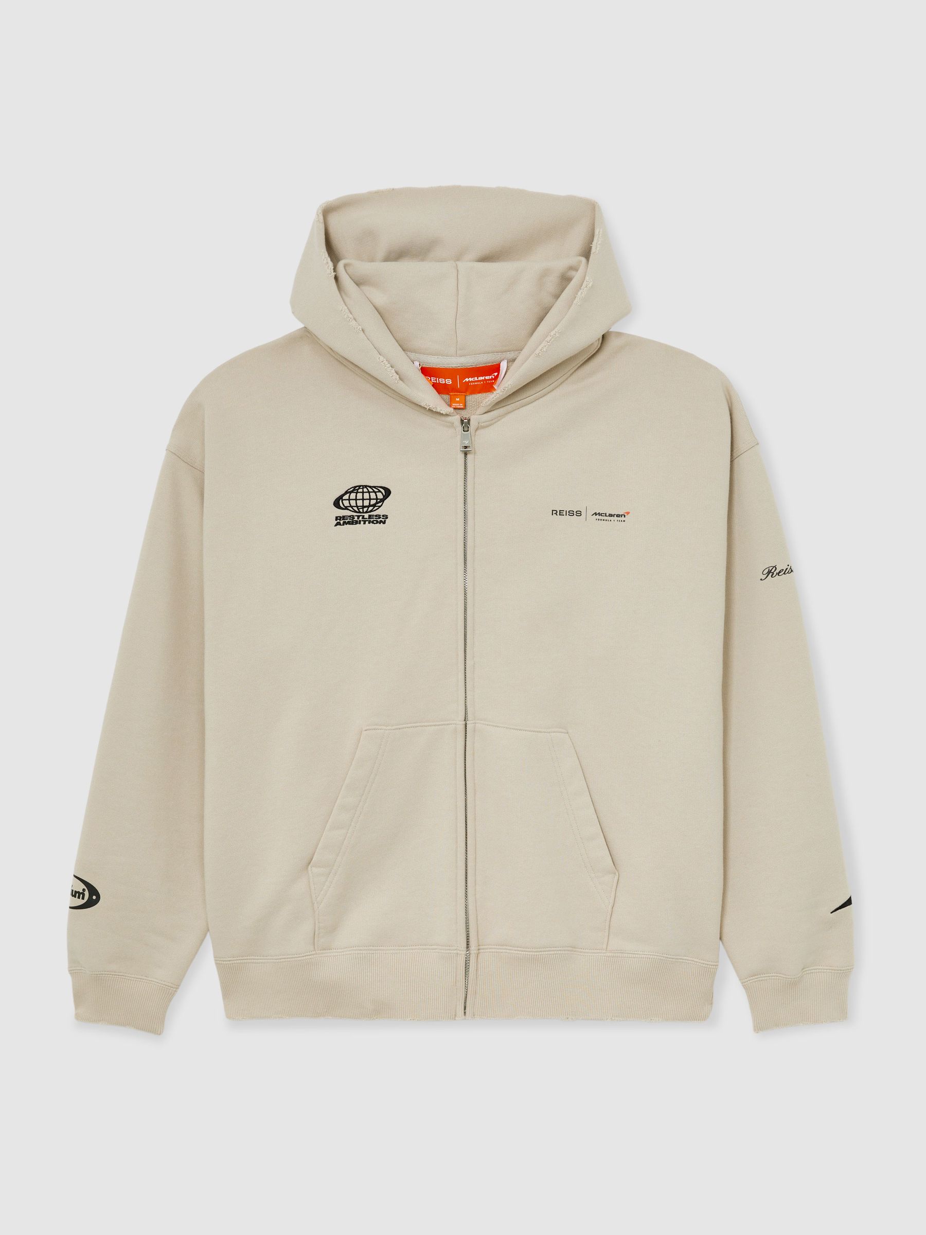 McLaren Racing Zip-Through Hoodie Unisex-Fit in Stone - Image 2 of 9
