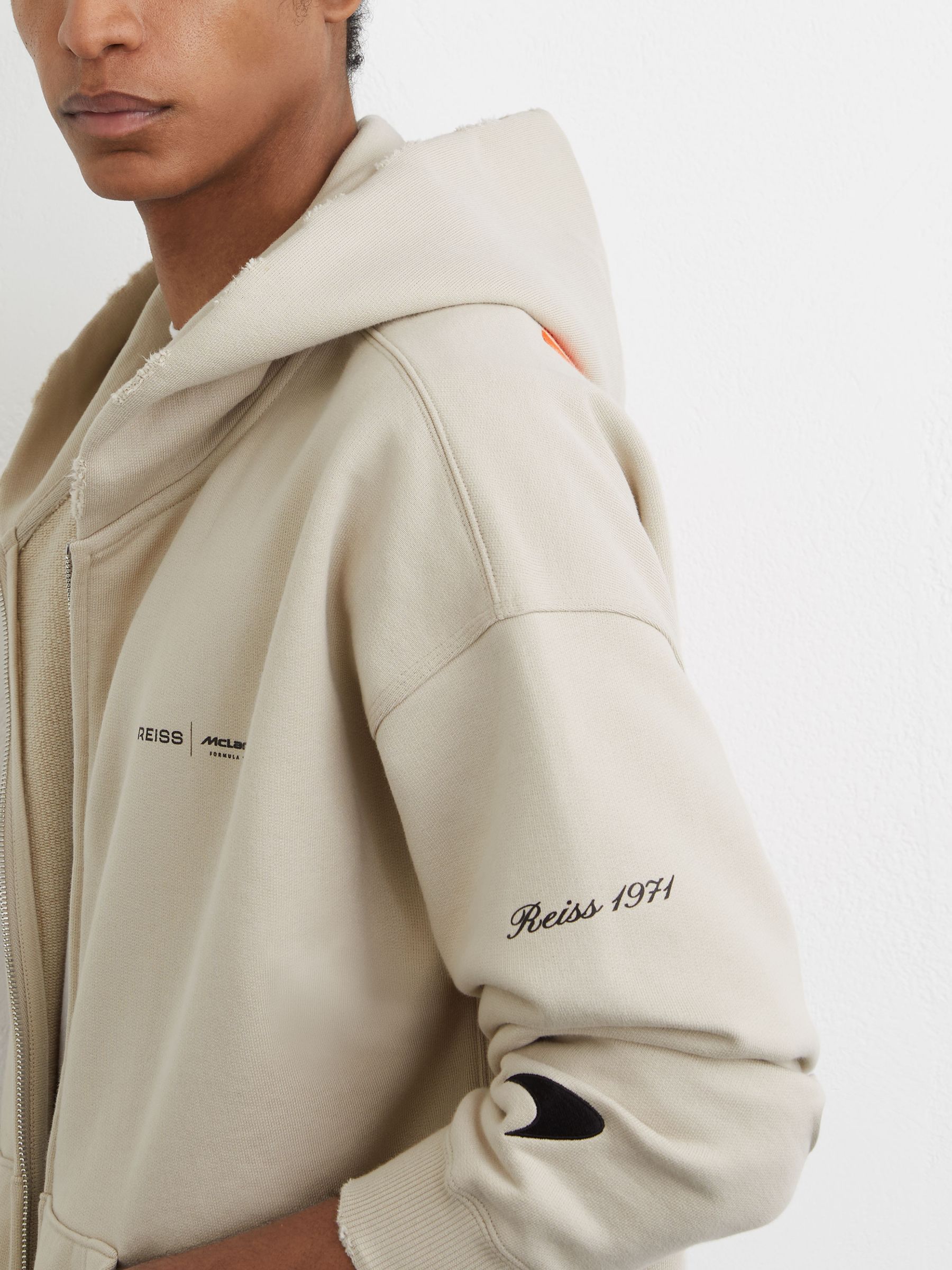 McLaren Racing Zip-Through Hoodie Unisex-Fit in Stone - Image 4 of 9