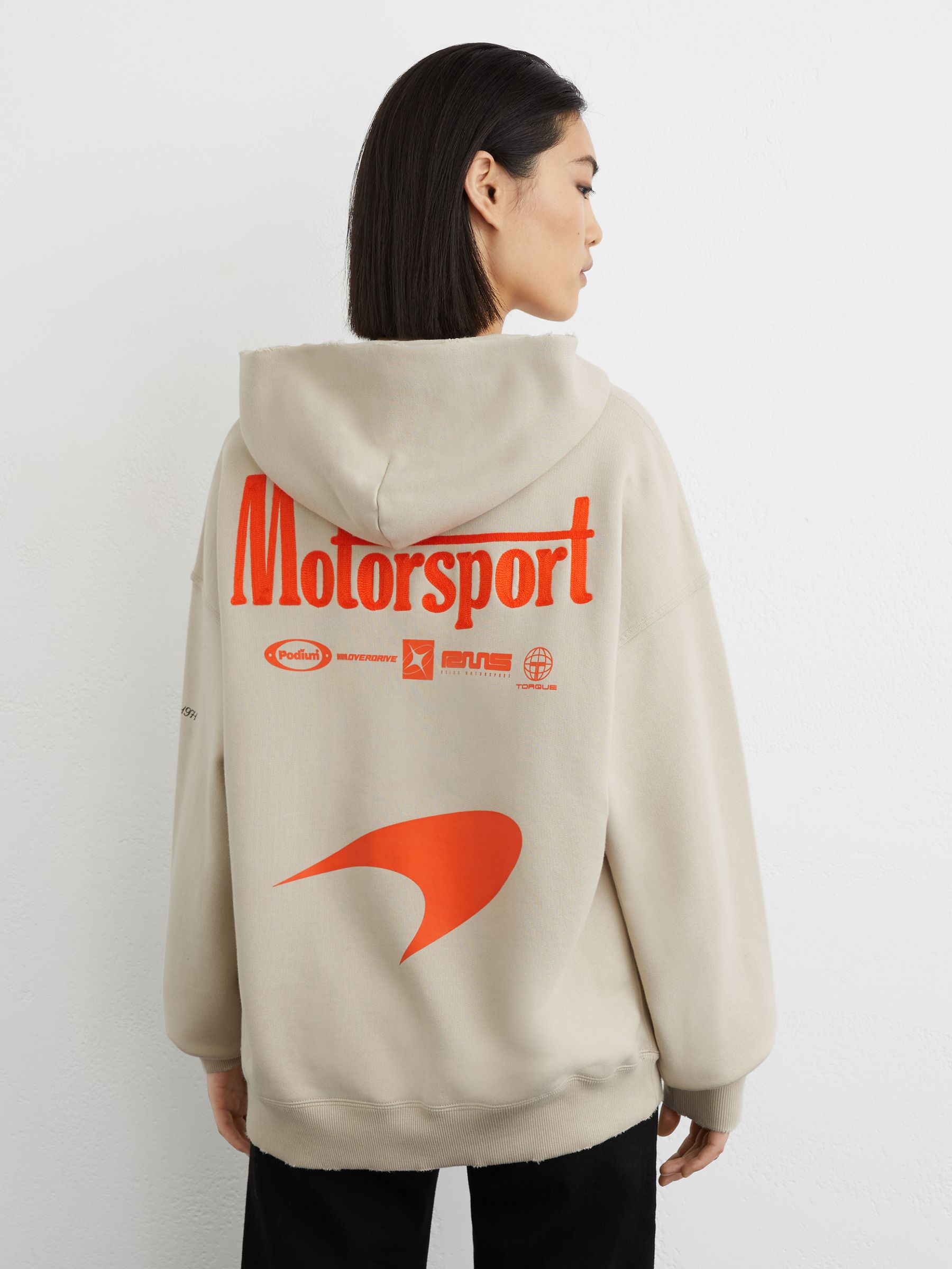 McLaren Racing Zip-Through Hoodie Unisex-Fit in Stone - Image 7 of 9